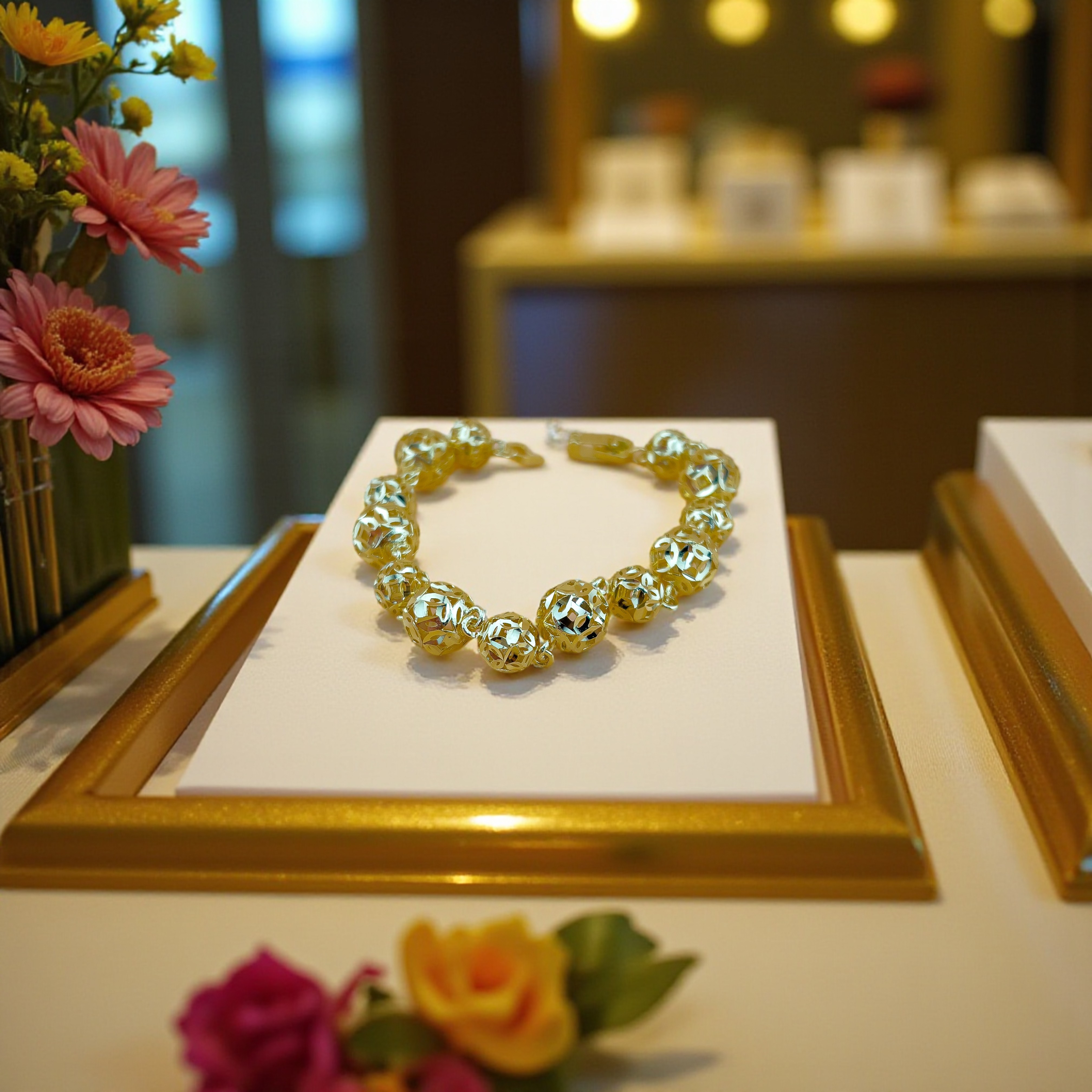 LT17 - Lắc tay hợp kim, mạ vàng 18k, họa tiết cách điệu sang trọng