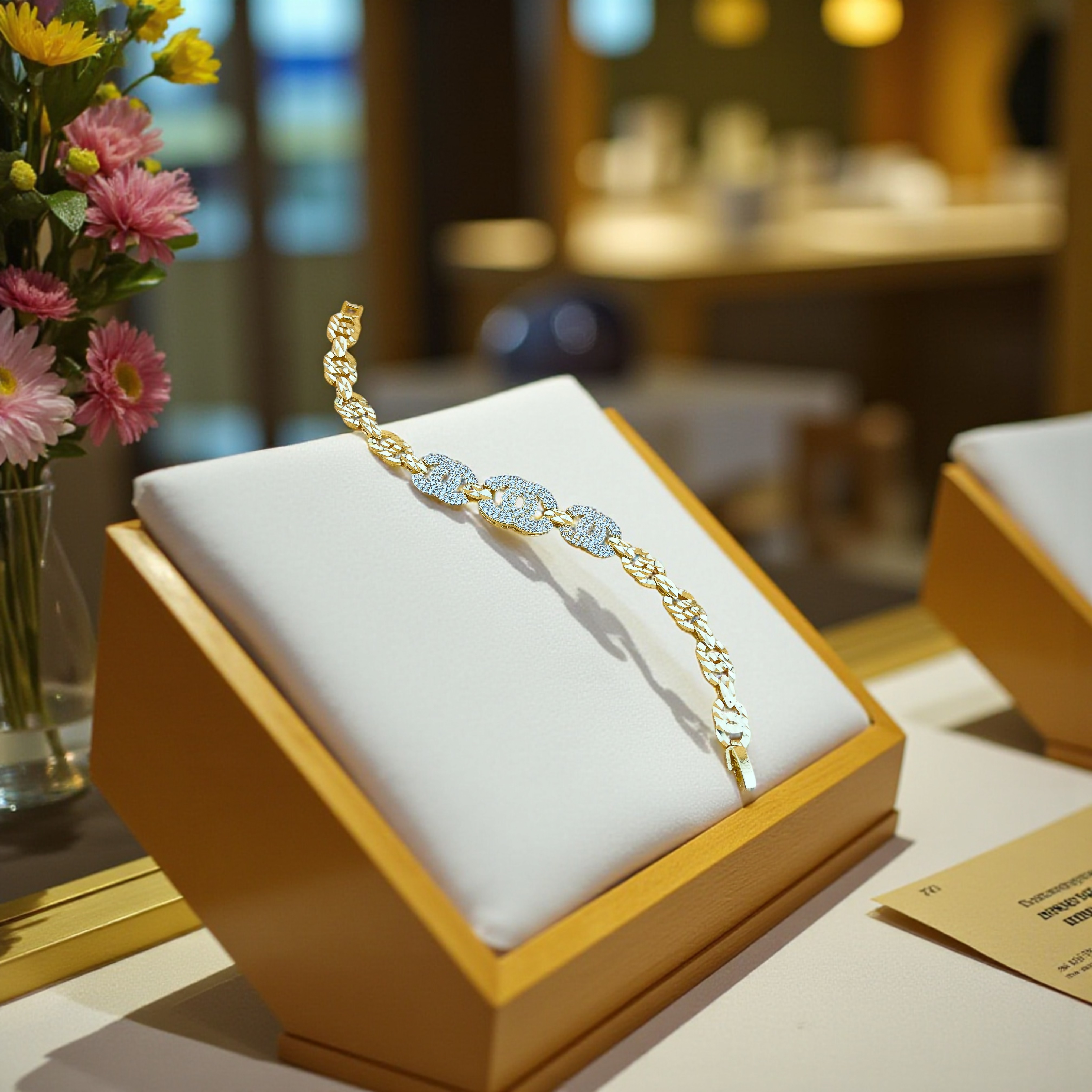 LT24 - Lắc tay hợp kim, mạ vàng 18k, đính đá sang trọng, họa tiết cách điệu sang trọng