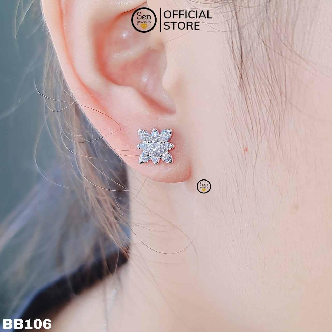 BÔNG TAI ĐẨY VUÔNG CHỦ 4LI