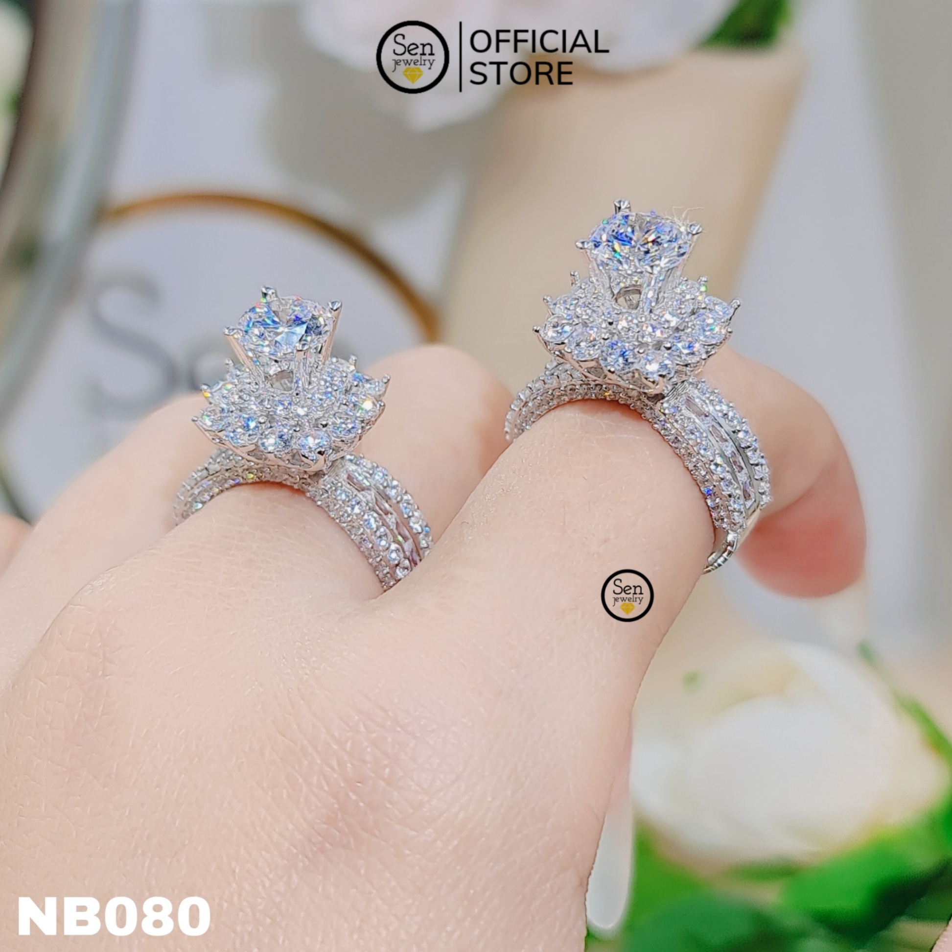 NHẪN NỮ HOÀNG HOA VUÔNG CHỦ 7LI