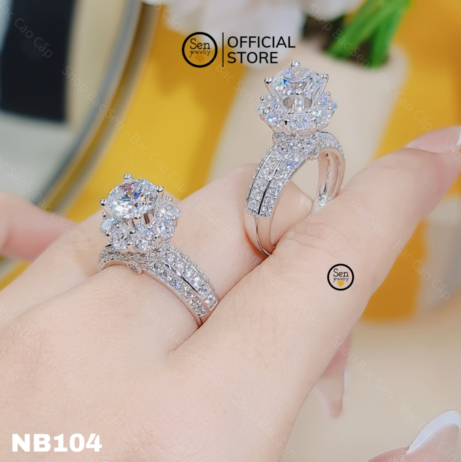 NHẪN HOA TẤM CHỦ 7LI
