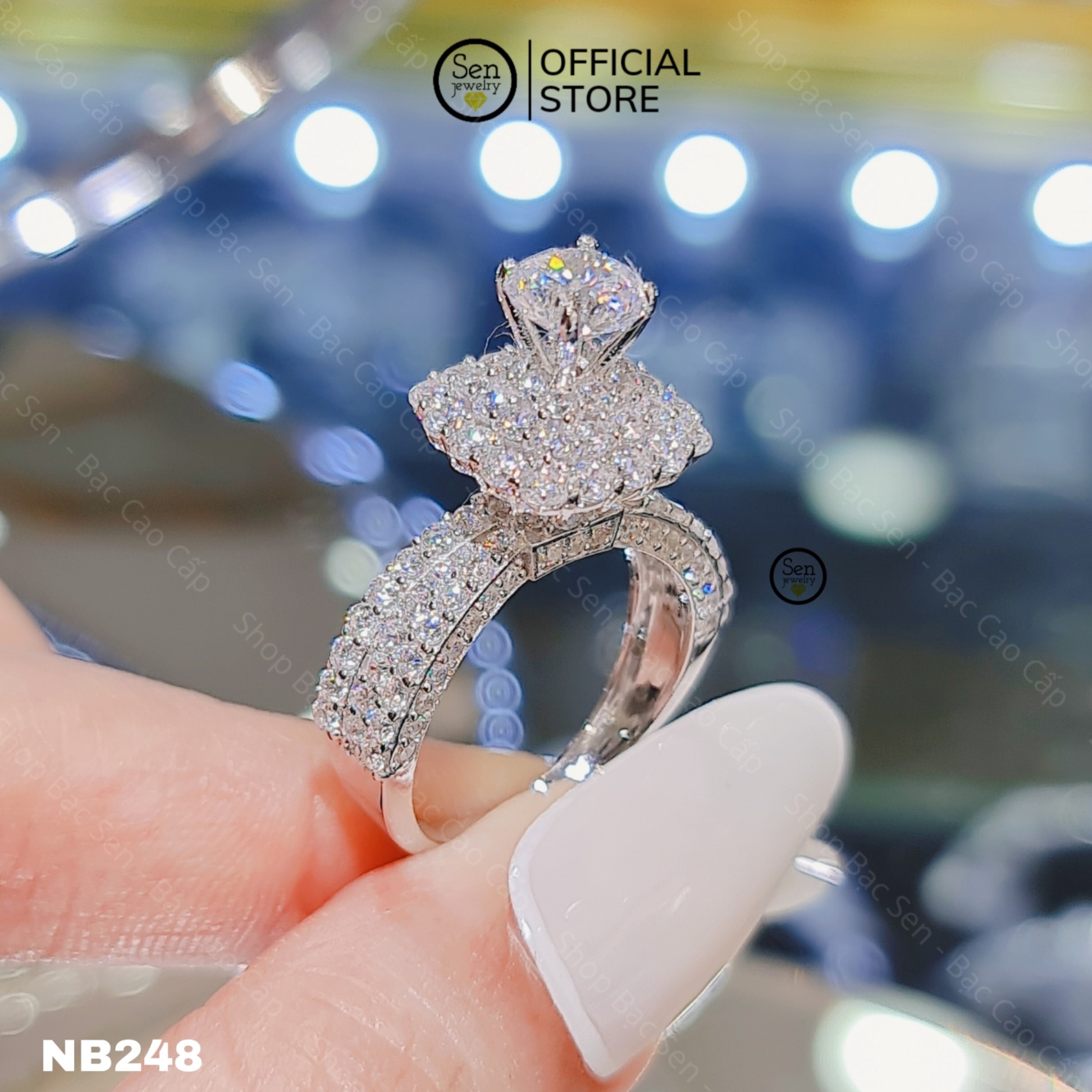 NHẪN FULL XOÀN HỘT CHỦ 6LI ĐẾ VUÔNG