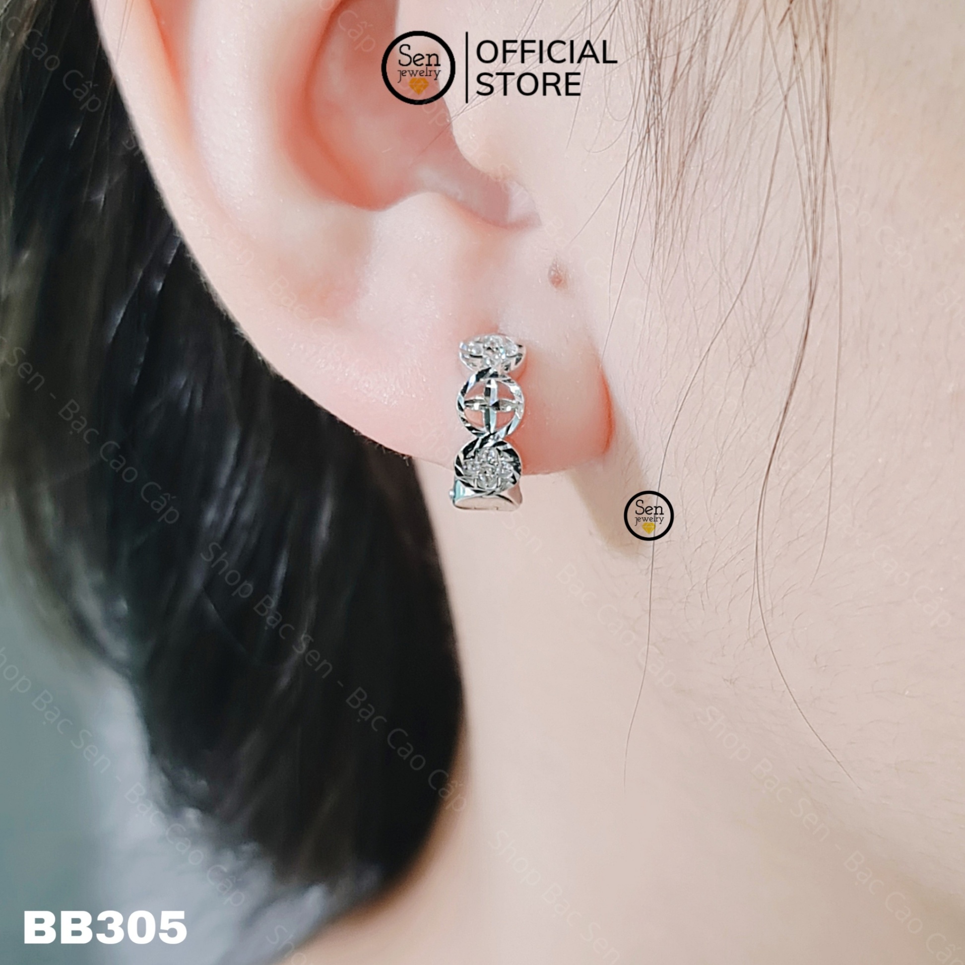 BÔNG TAI KHOEN CỎ 4 LÁ CM PHỐI TẤM