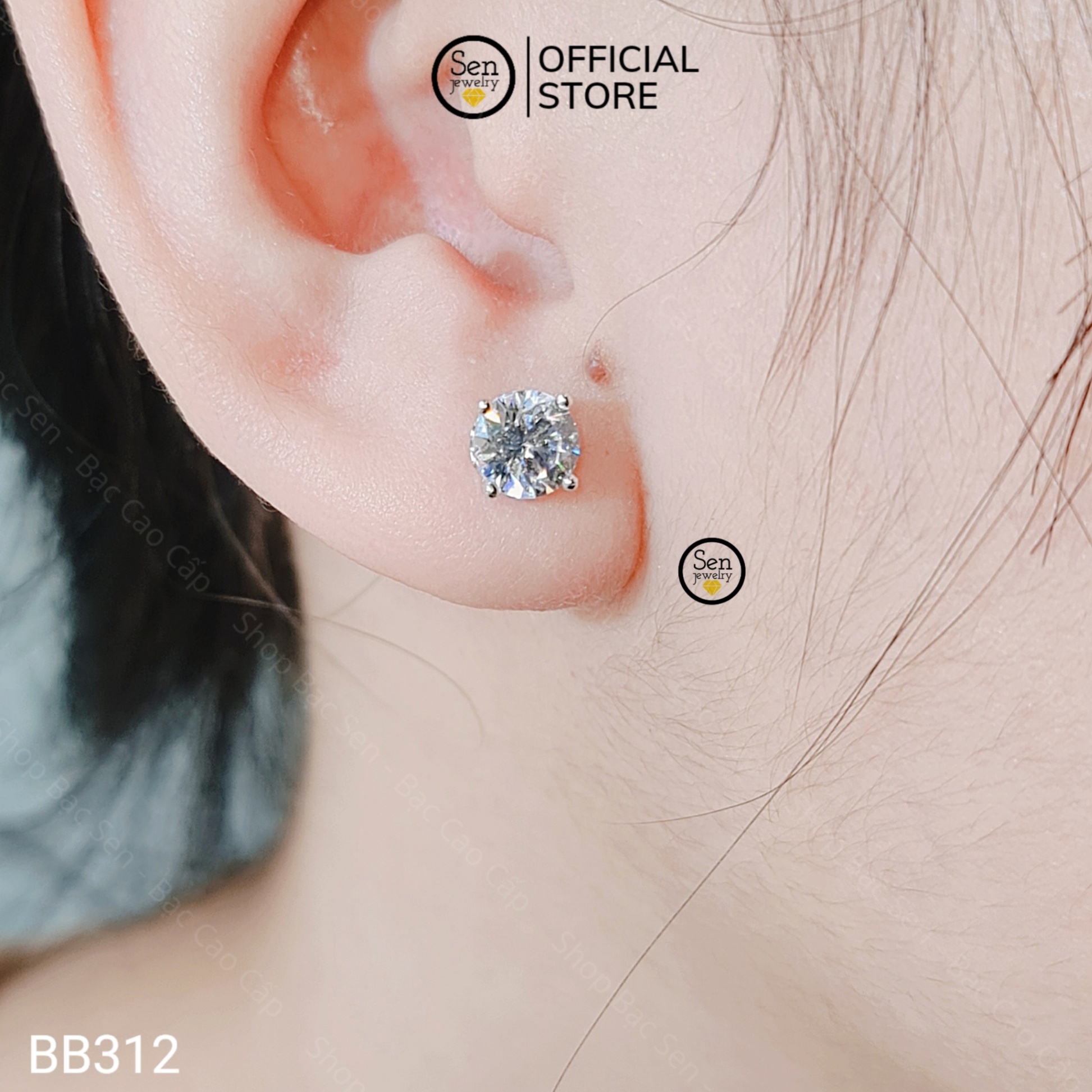 BÔNG TAI VẶN 1 HỘT 4 CHẤU CHỦ 6LI