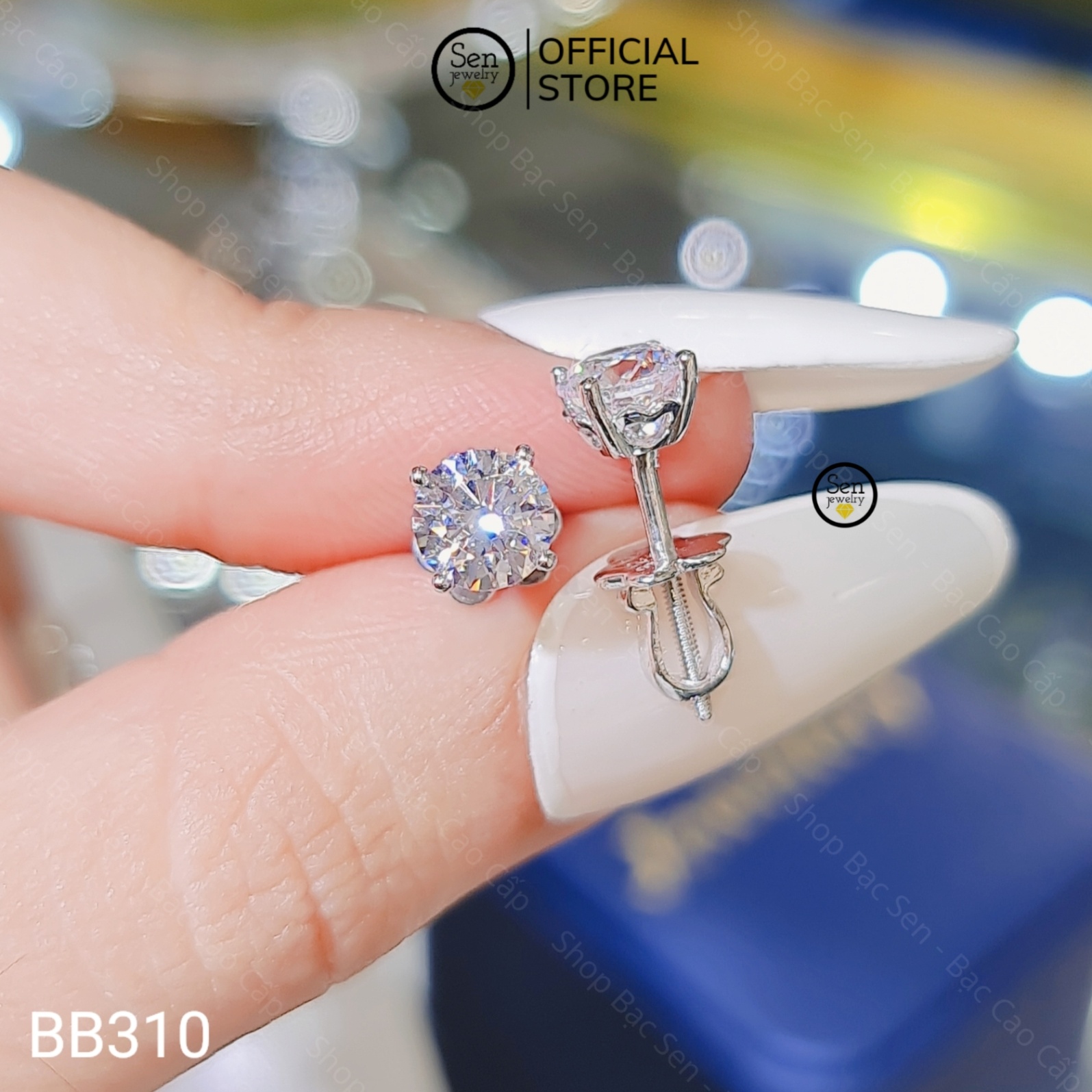 BÔNG TAI VẶN 1 HỘT 4 CHẤU CHỦ 5LI5