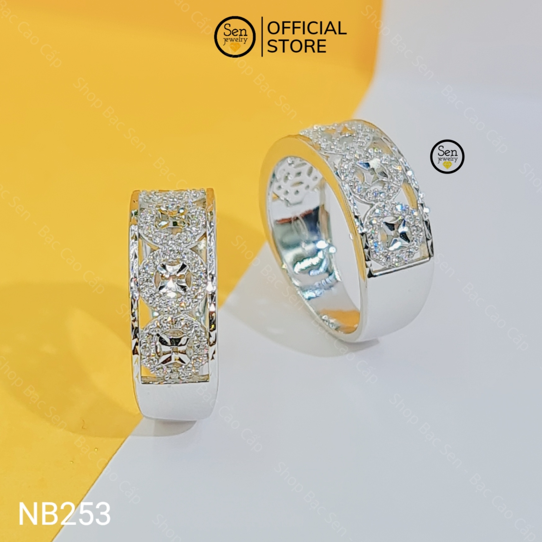 NHẪN KIM TIỀN BẢN TO ĐÍNH TÂM·