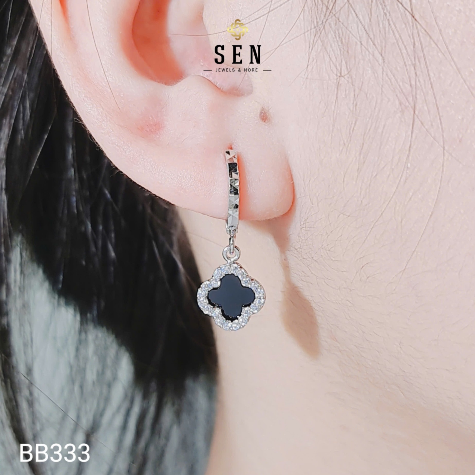 BÔNG TAI TÒN TENG CỎ 4 LÁ FULL TẤM