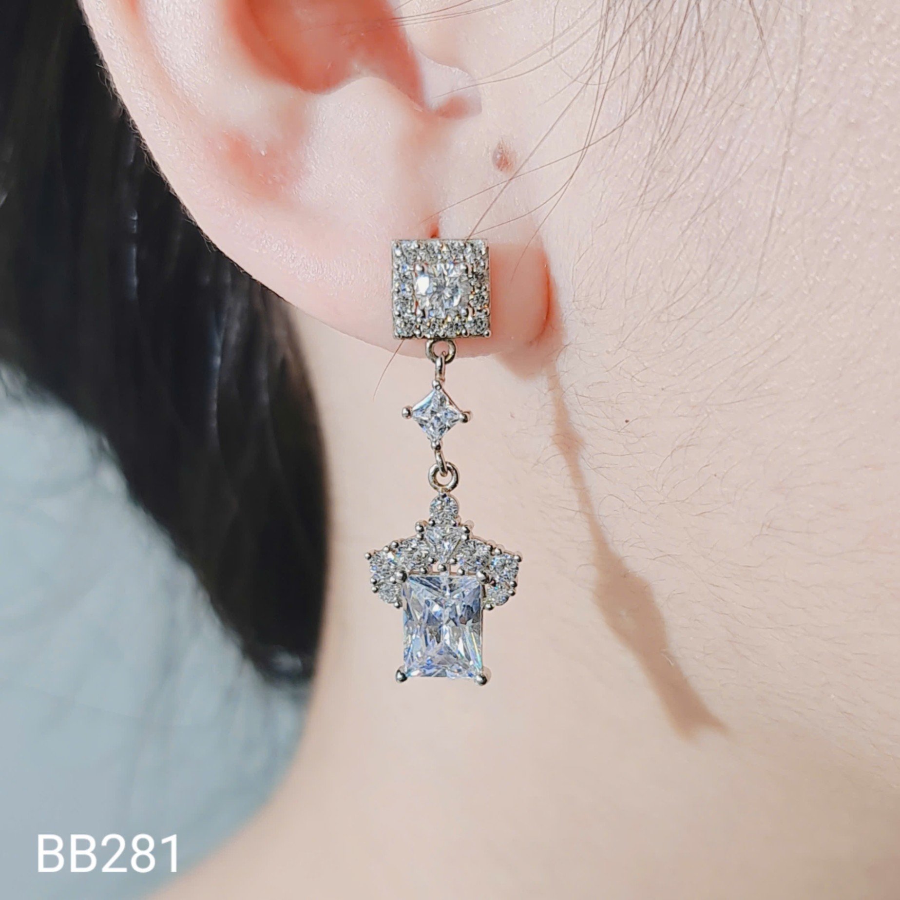 BÔNG TAI CÀNG CUA ĐÁ CHỮ NHẬT 8X6