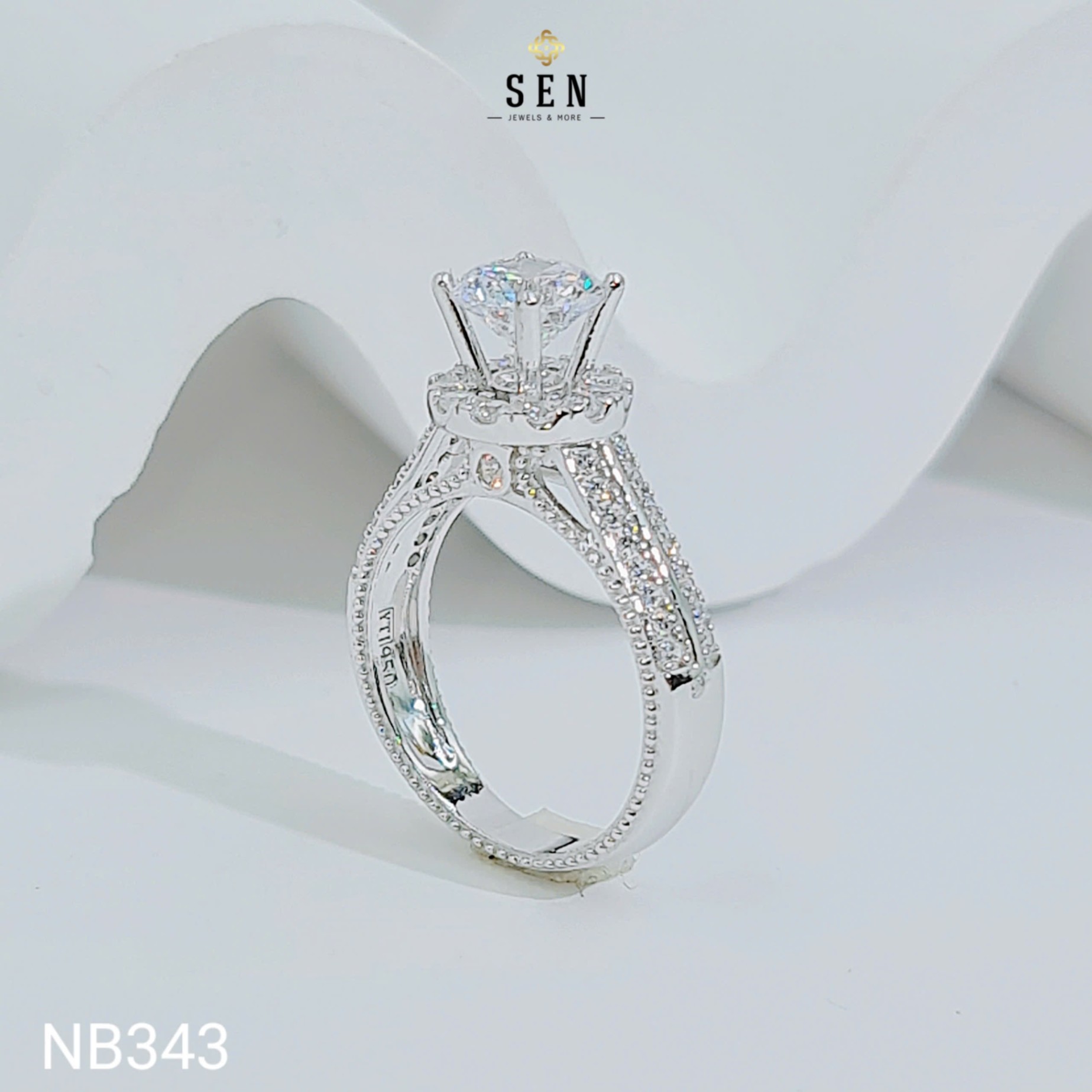 NHẪN 2 HÀNG TẤM ĐẾ TRÒN CHỦ 6LI5