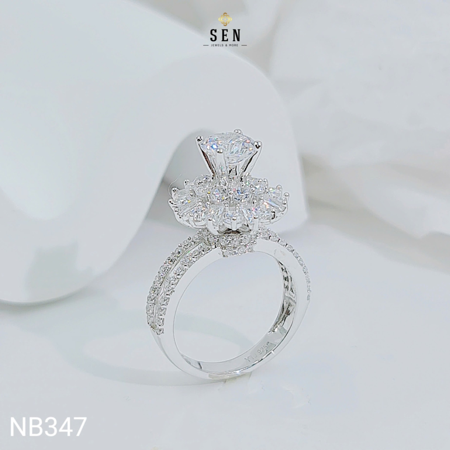 NHẪN ĐẾ HOA TẤM PHỐI BARGET CHỦ 6LI5