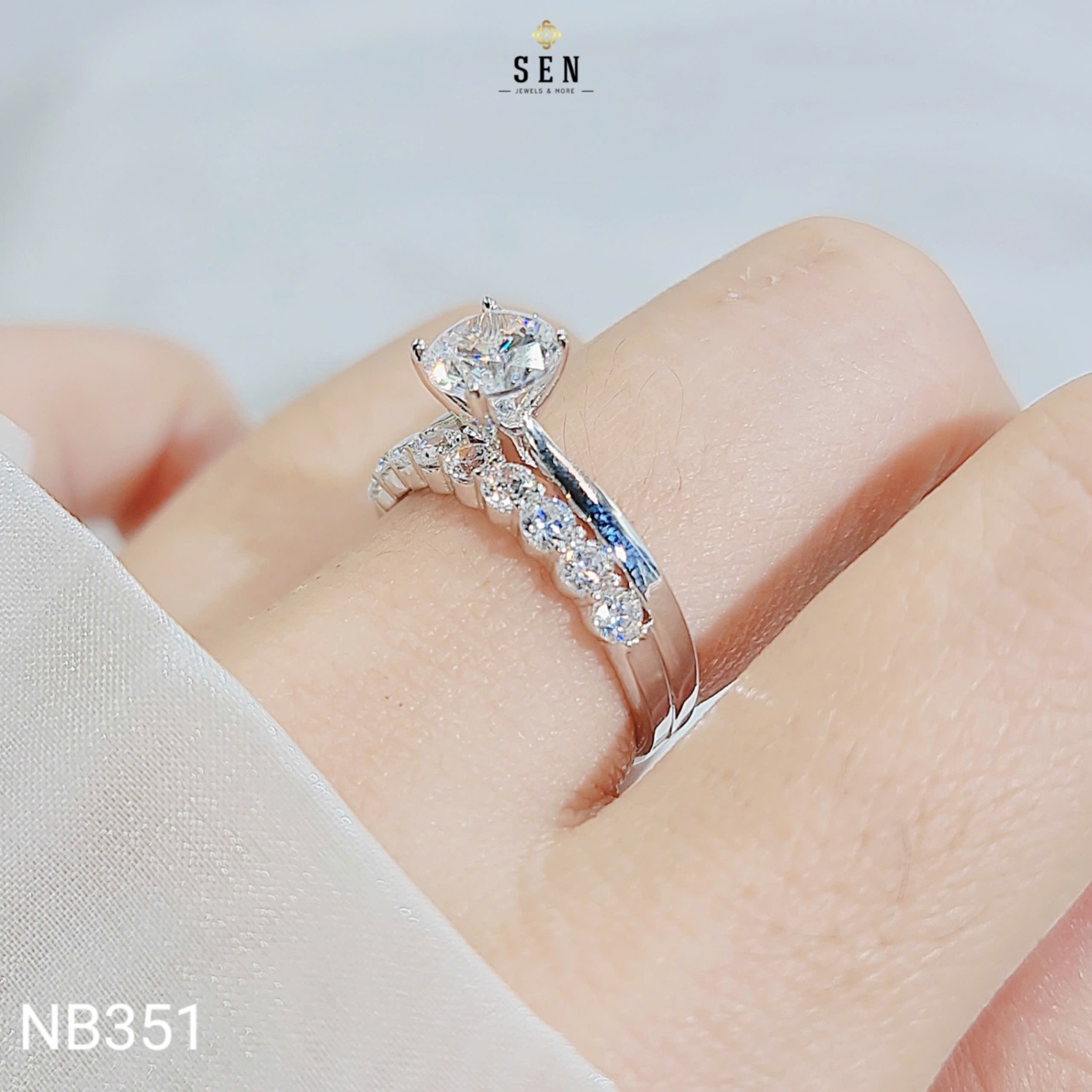 NHẪN 1 HỘT 6LI5 2 TẦNG TRƠN PHỐI TẤM