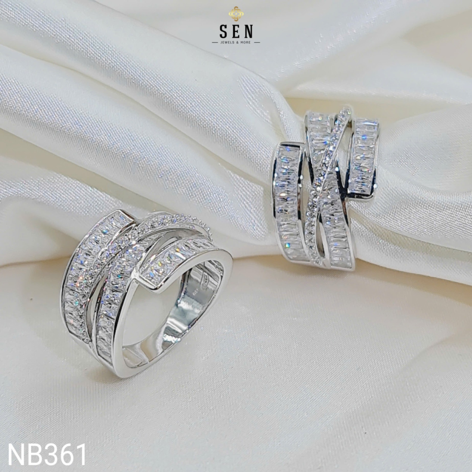 NHẪN CHÉO 3 HÀNG BARGET 1 HÀNG TẤM