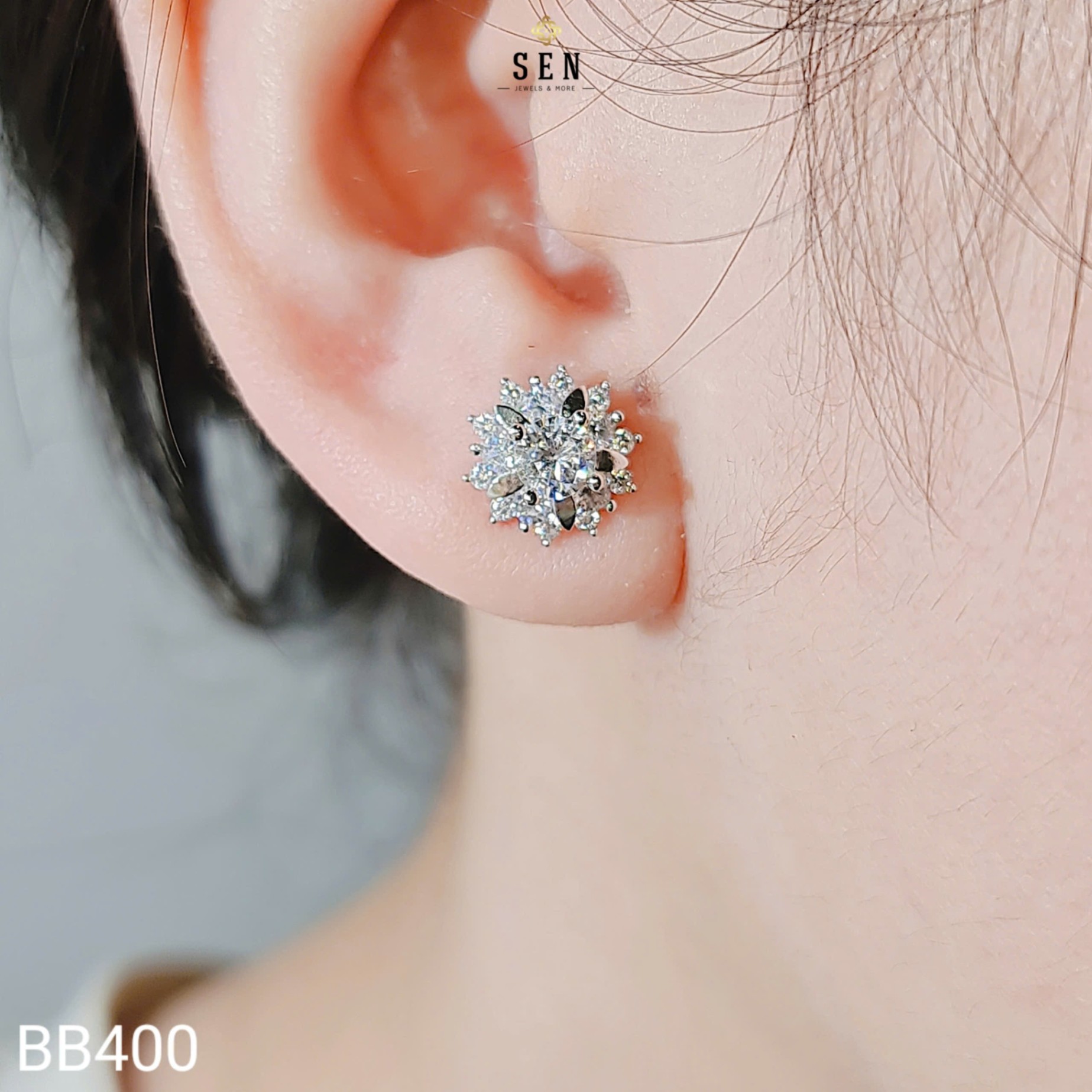 BÔNG TAI KHÓA ĐẨY CÁNH HOA CHỦ 4LI5