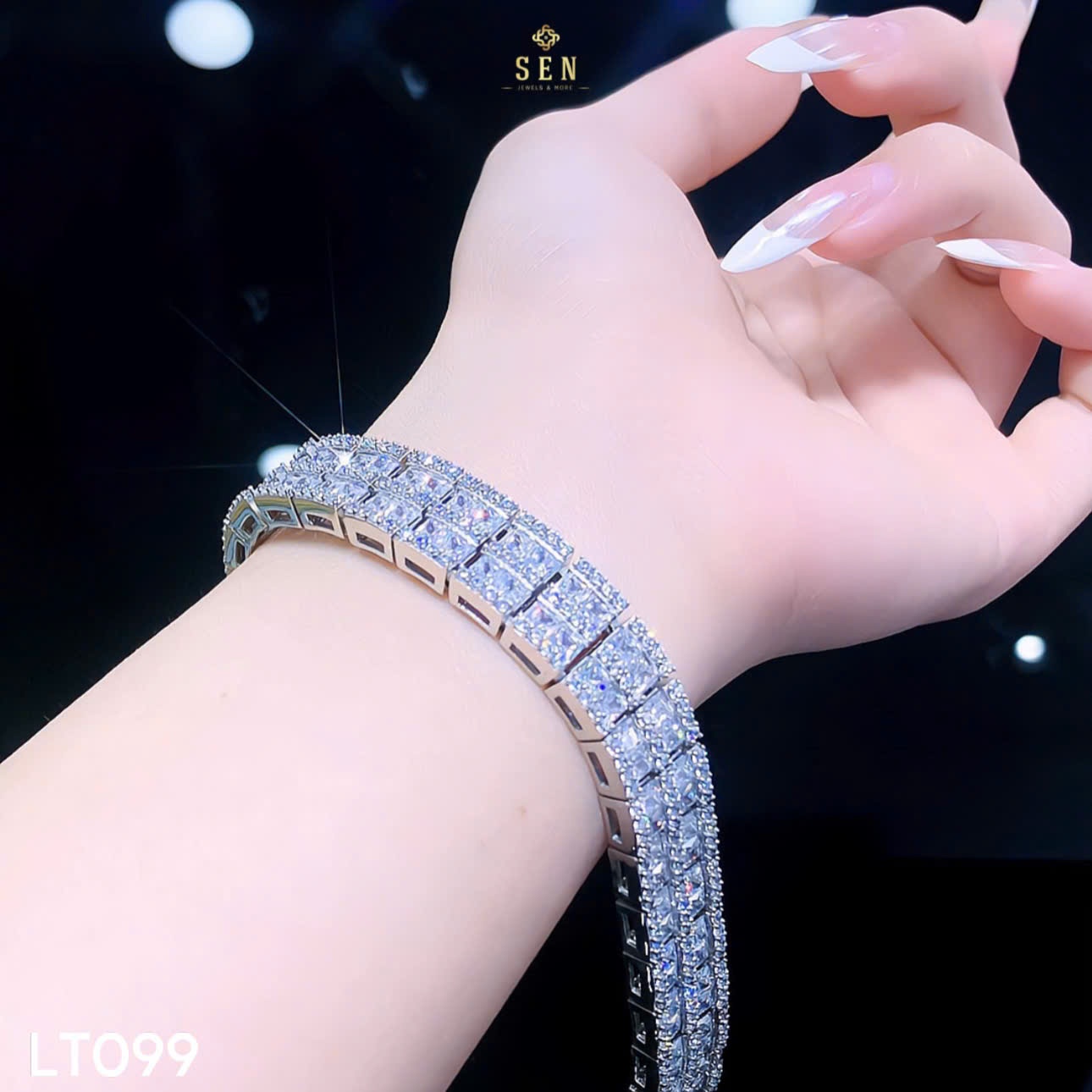 LẮC TAY TO FULL ĐÁ 2 HÀNG CHỮ NHẬT