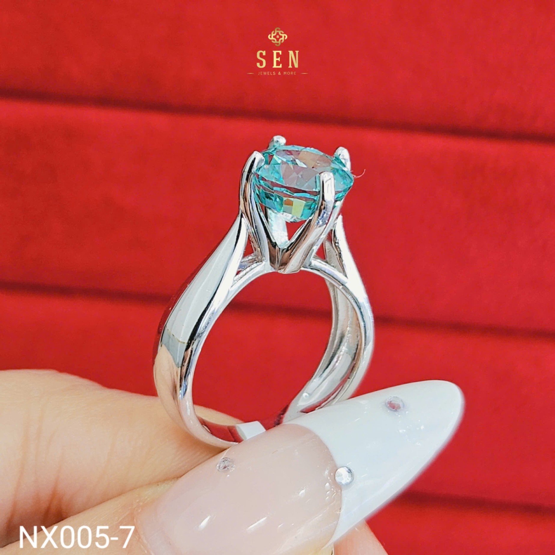 NHẪN NAM PHI XANH DƯƠNG 8LI
