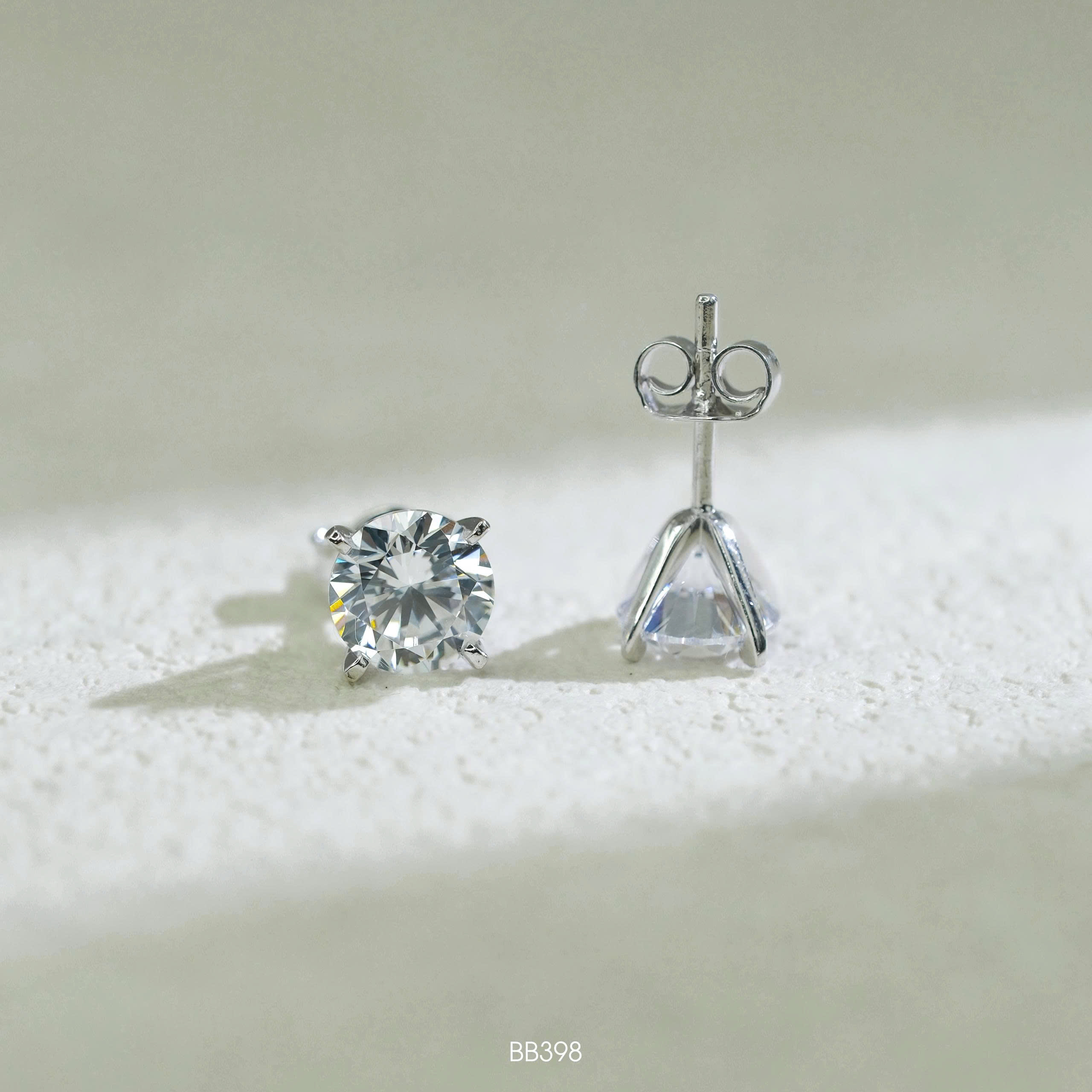 Bông bạc đá CZ chủ 8li trắng - SKH BB398