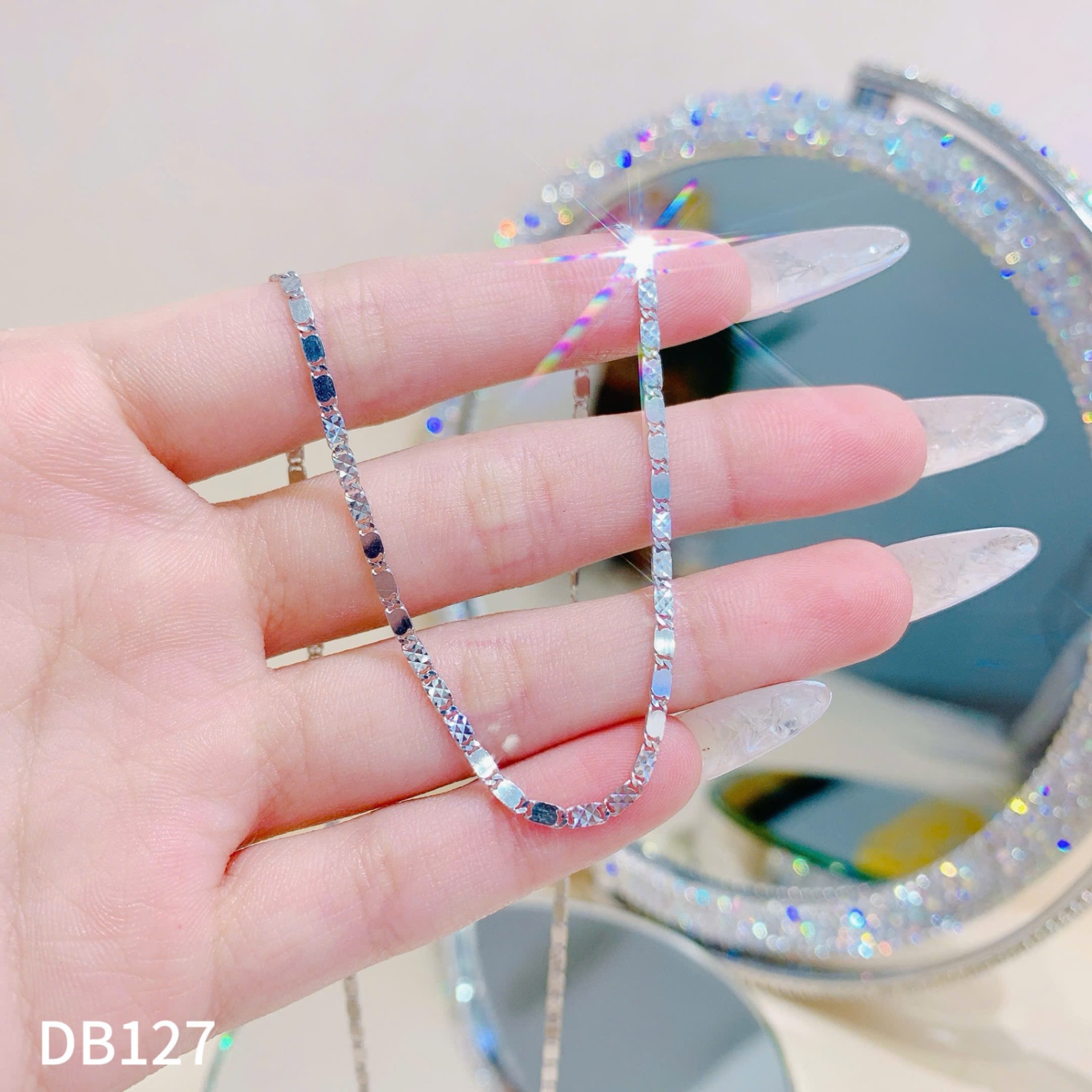 Dây chuyền bạc thẻ chữ nhật 2li - SKH DB127