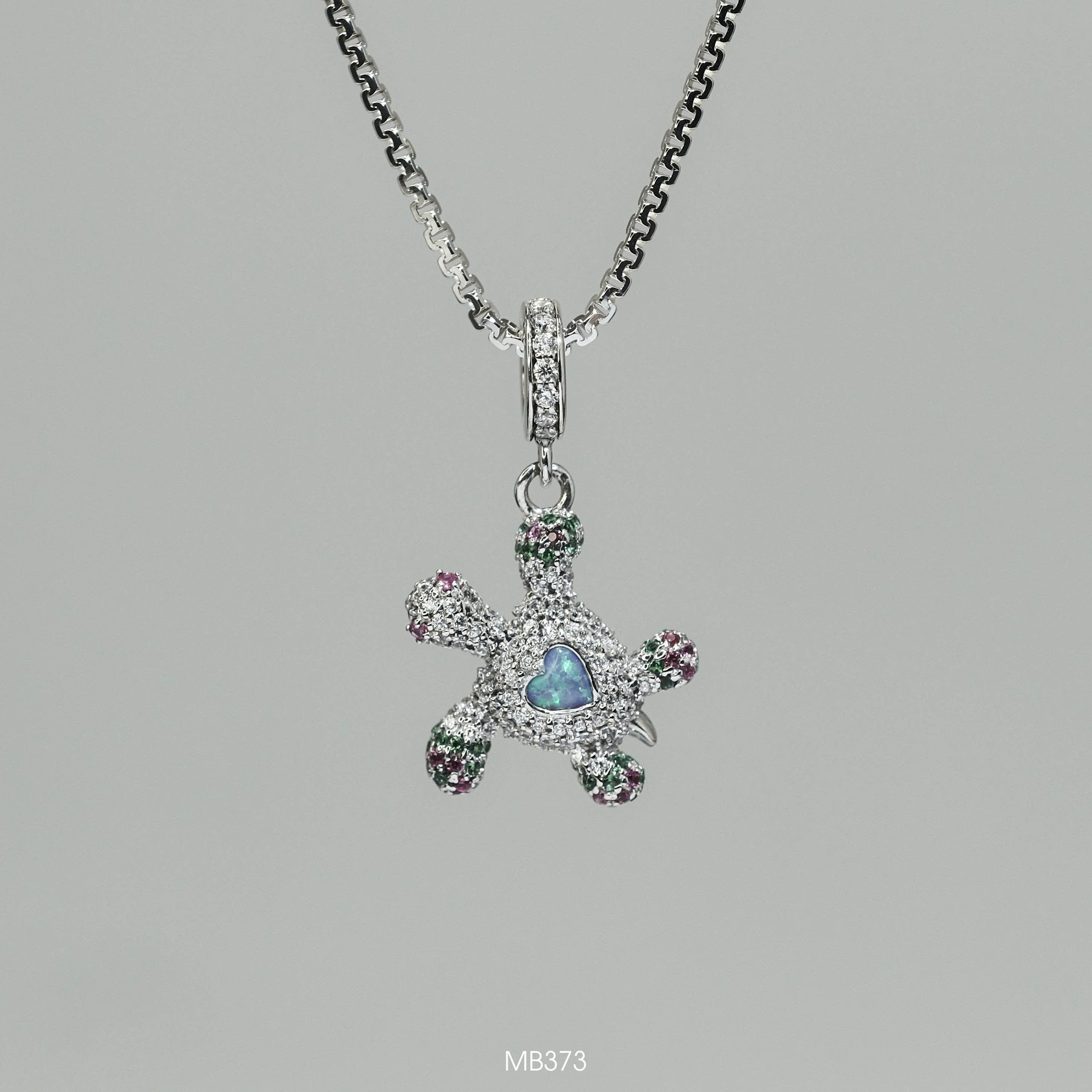 Mặt Bạc Đá CZ Charm Rùa - SKH MB373