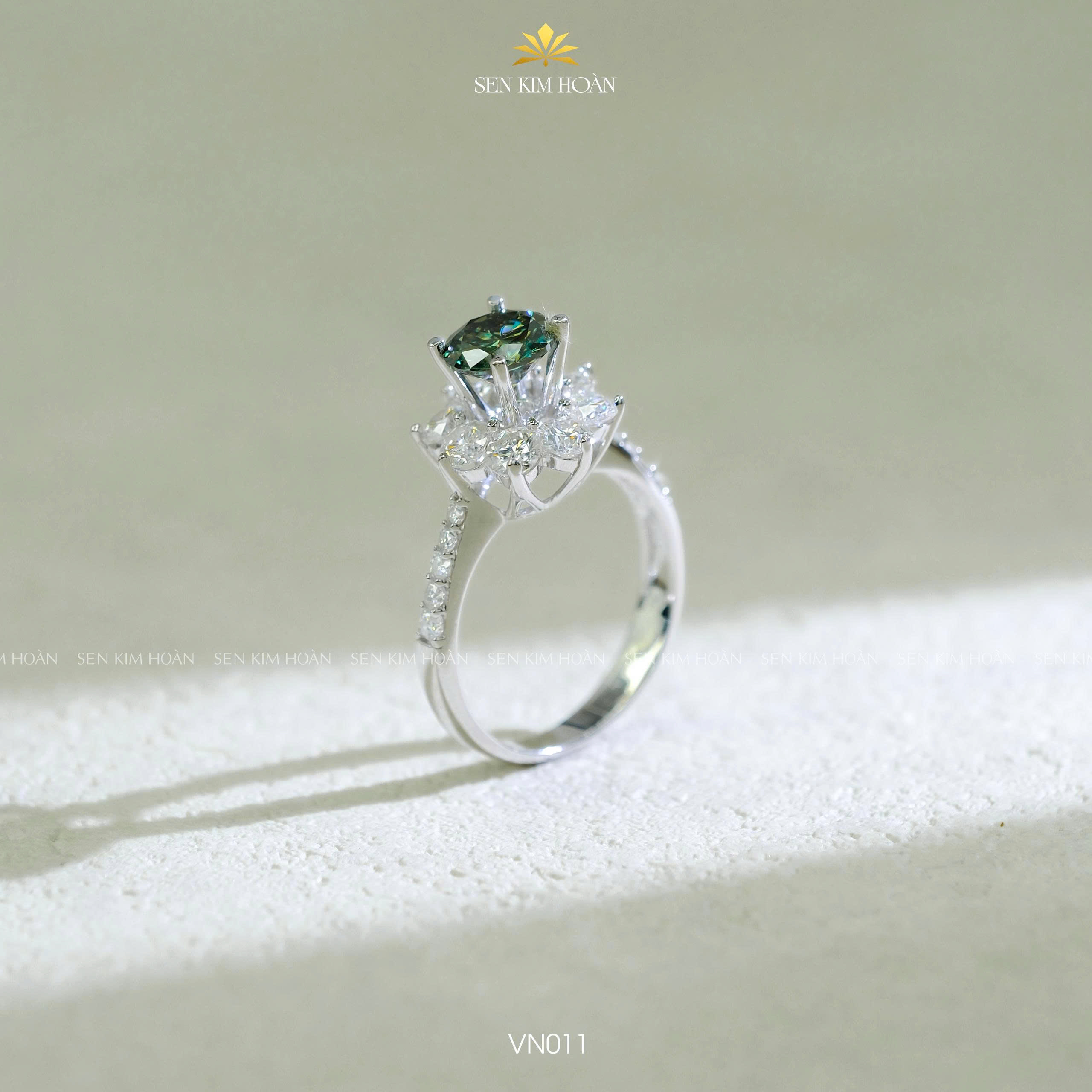 Nhẫn bạc chủ Moissanite 7li2 xanh CCT - SKH VN011.XANH72-17