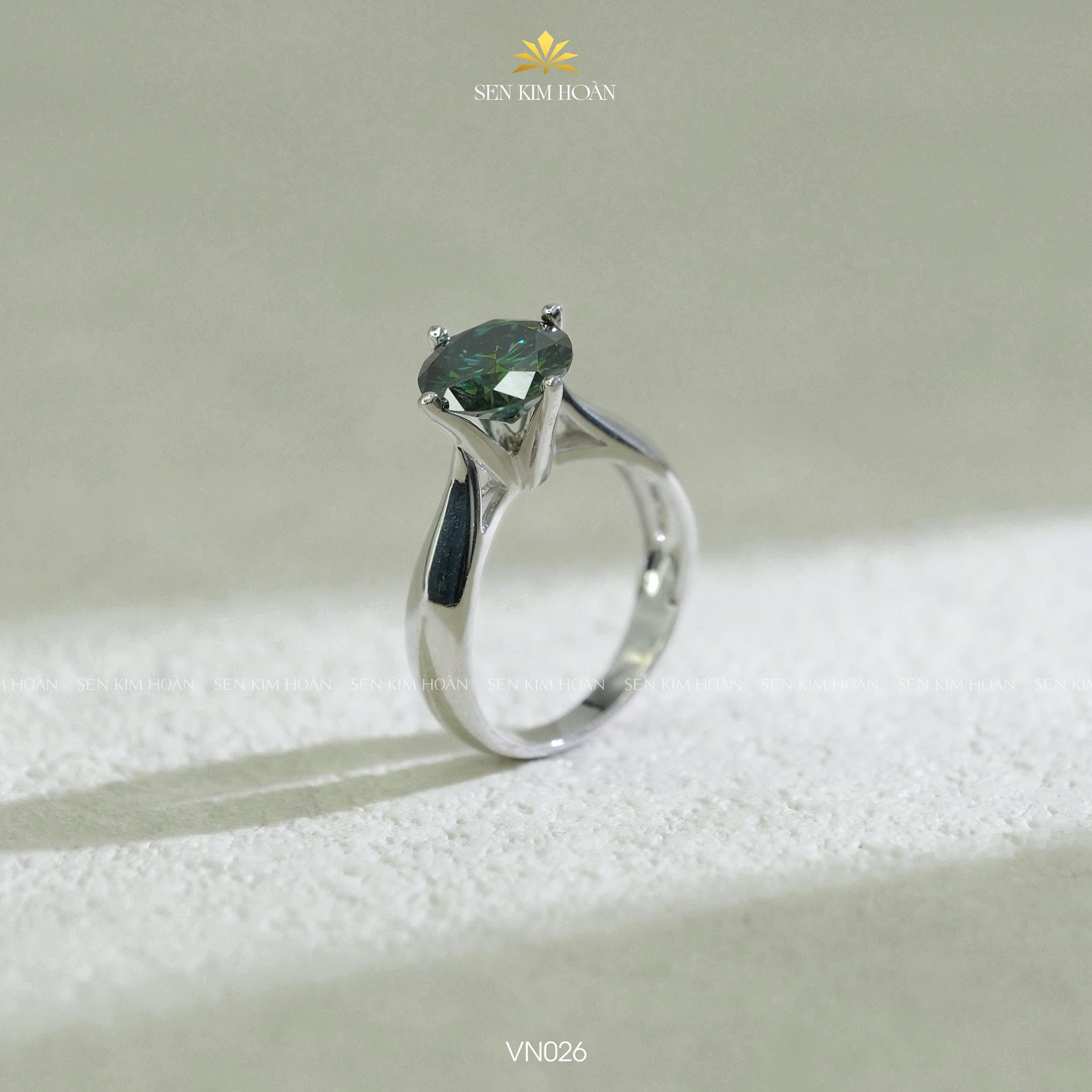 Nhẫn bạc chủ Moissanite 9li xanh CCT - SKH VN026.CXL5790