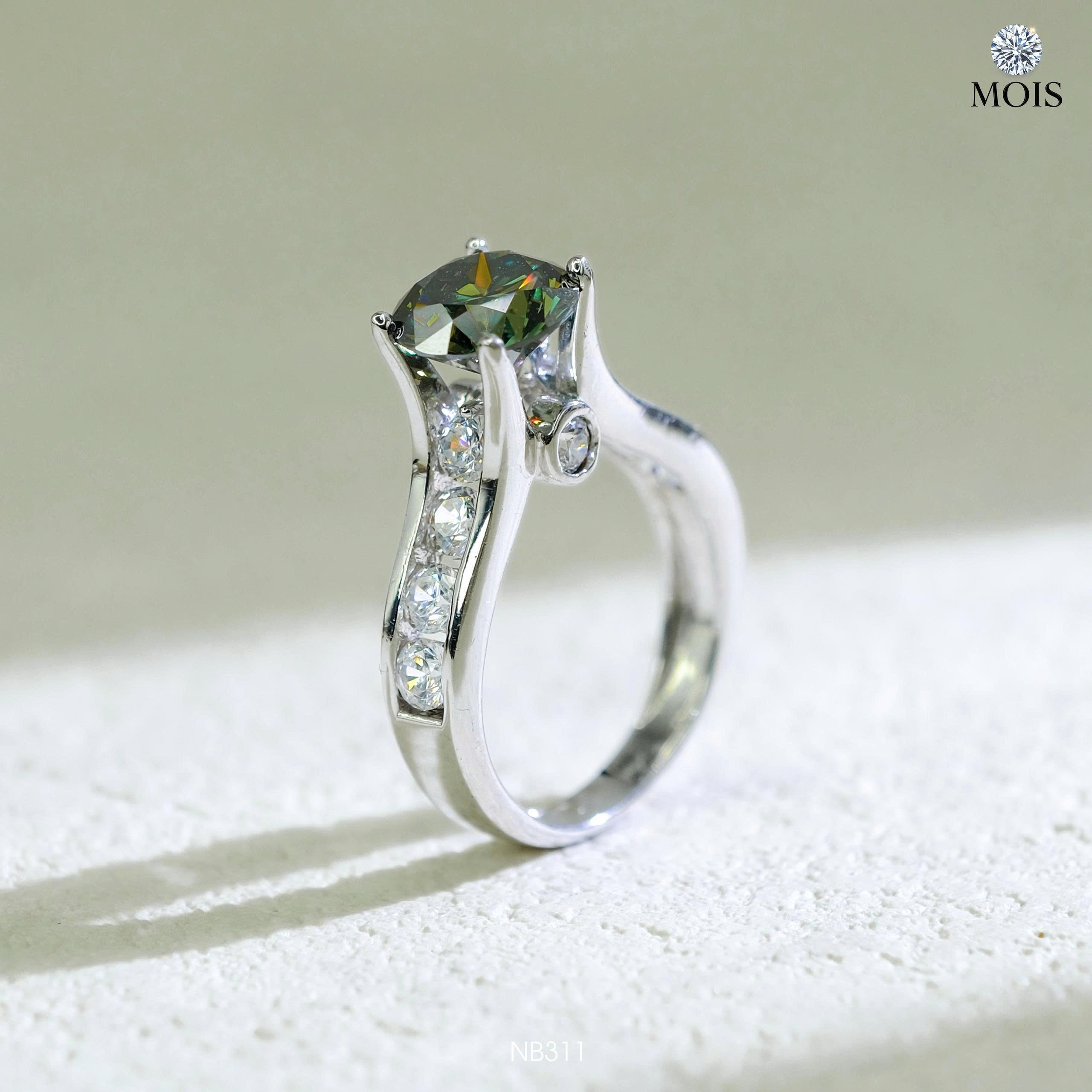 Nhẫn bạc chủ Moissanite 8li1 xanh CCT - SKH NB311.CXL5781