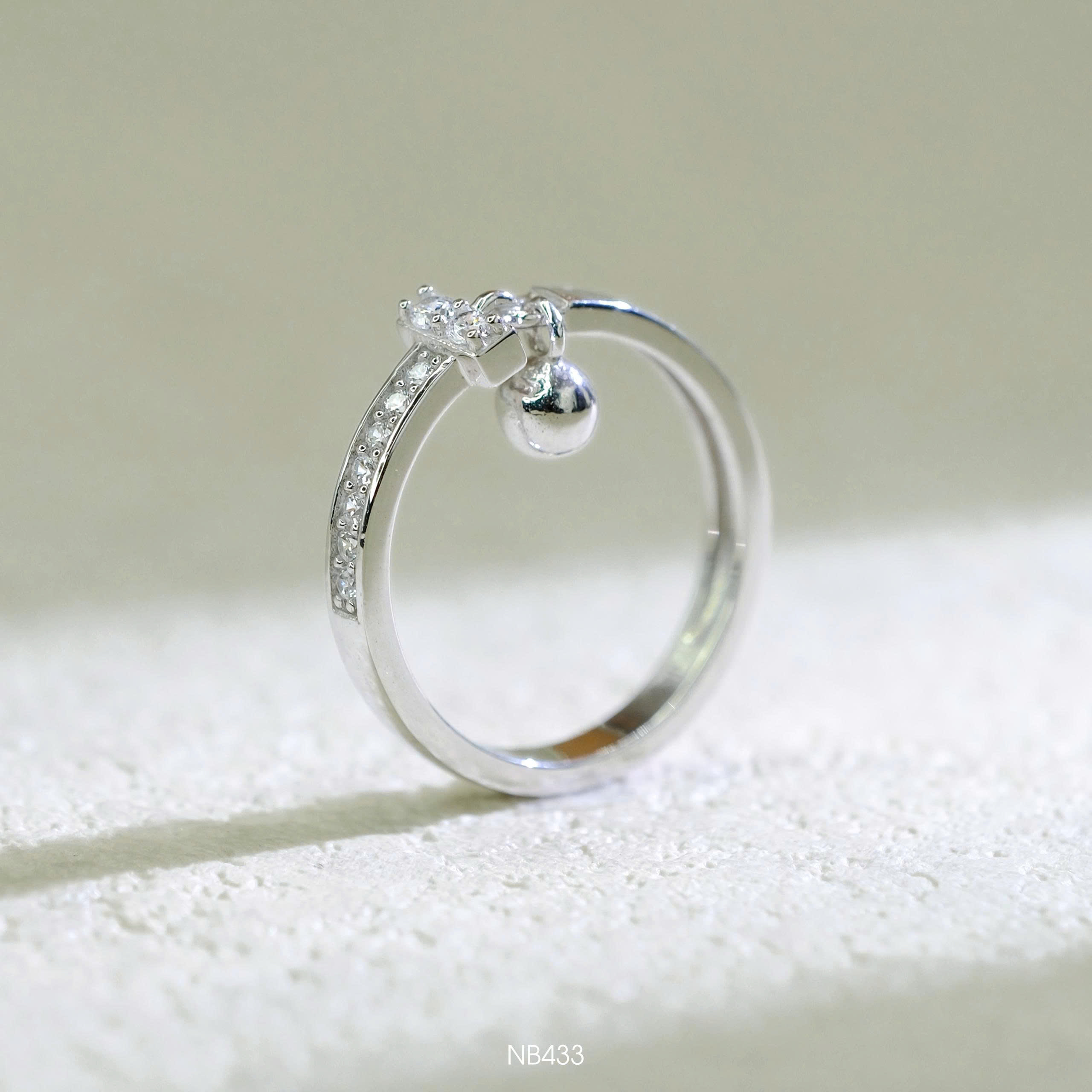 Nhẫn Bạc NB433 Bi Tròn Tòng Teng