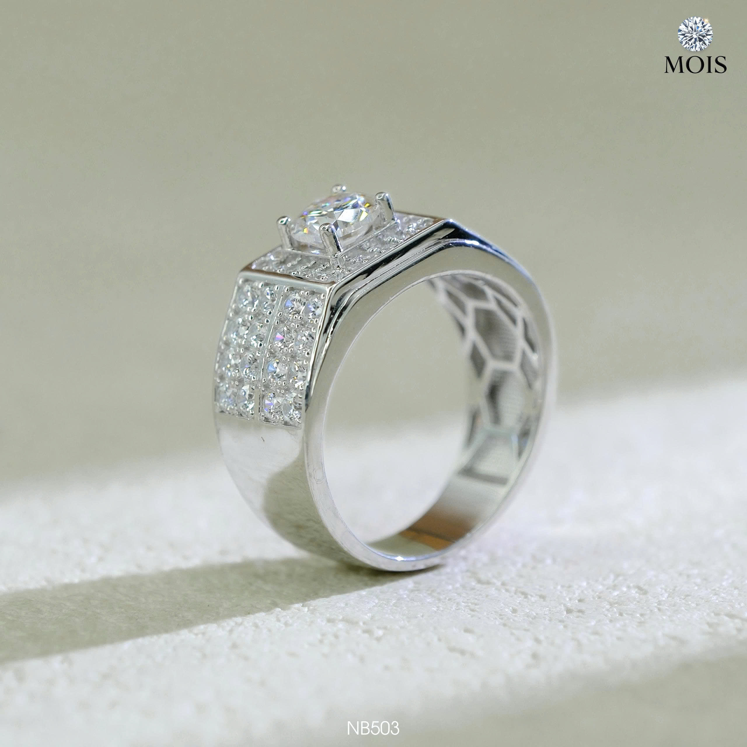 Nhẫn nam bạc chủ Moissanite 6li CCT - SKH NB503.CT5760-23