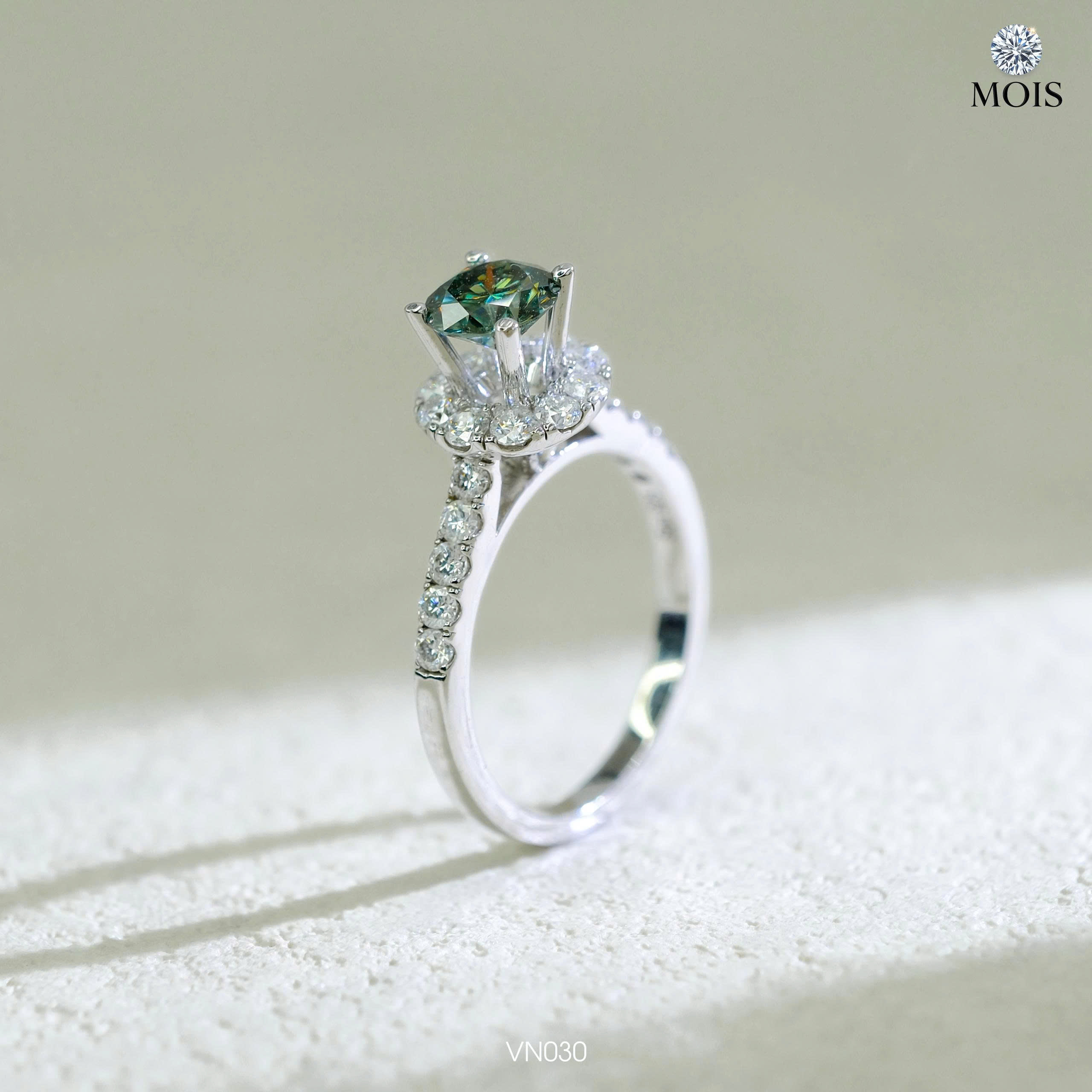 Nhẫn bạc chủ Moissanite 6li3 xanh CCT - SKH VN030.CXL5765