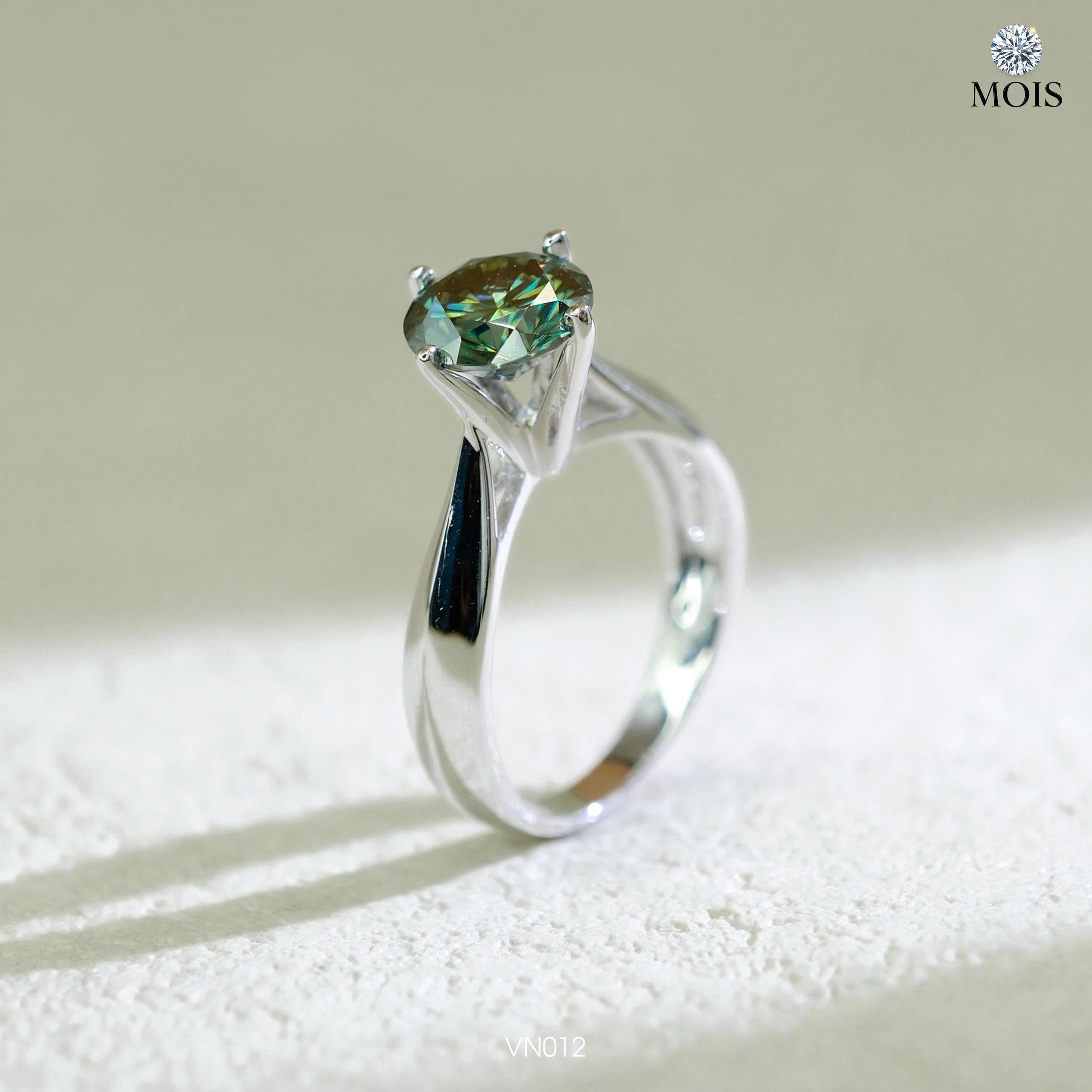 Nhẫn bạc chủ Moissanite 8li1 xanh CCT - SKH VN012.CXL5781