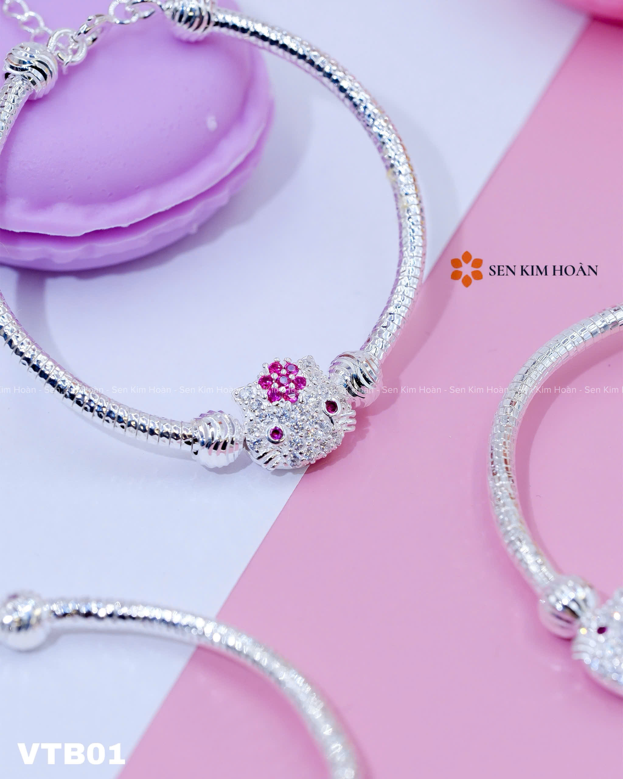 VÒNG TAY BẠC CHARM MÈO CHO BÉ