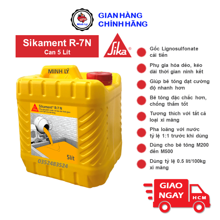 Can 5 Lít Phụ Gia Siêu Dẻo Super R7 Tăng Cường Độ Cho Bê Tông