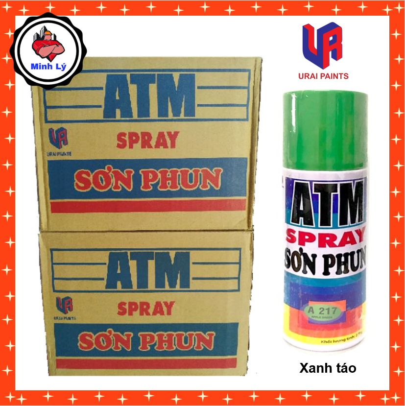 Sơn Phun Màu Xanh Táo A217 ATM Spray Cao Cấp (400ml/chai)