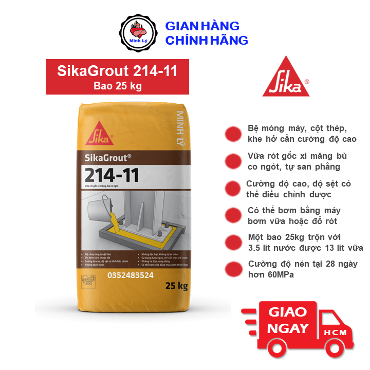 Bao 25kg SikaGrout 214-11 Vữa Rót Cường Độ Cao Không Co Ngót