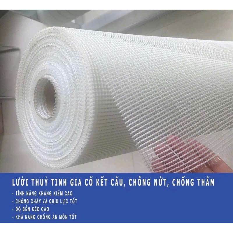 Lưới Thủy Tinh 5x5, 3x3, 2x2 Sợi Gia Cường, Chống Thấm, Chống Nứt (Loại 1)