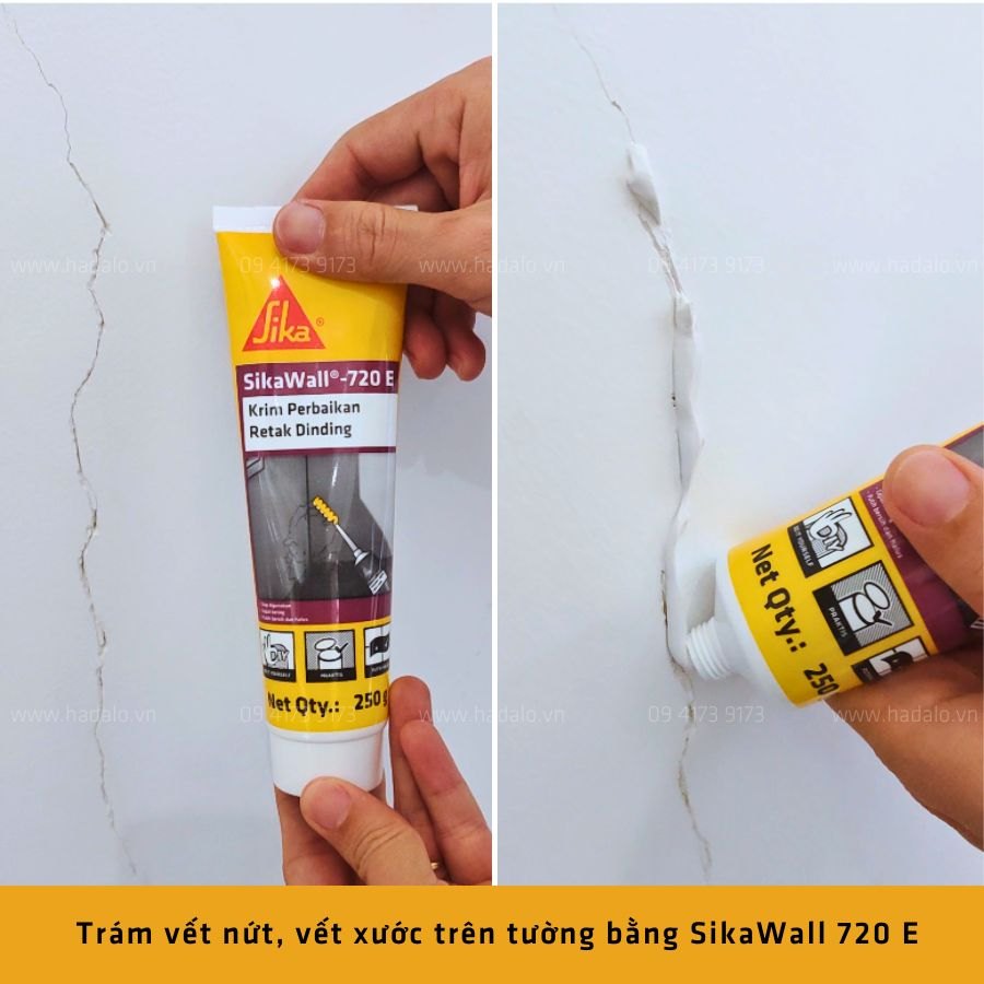 Tuýp 250g Keo trám tường SikaWall 720 E Xử lý vết nứt, khe hở nhỏ