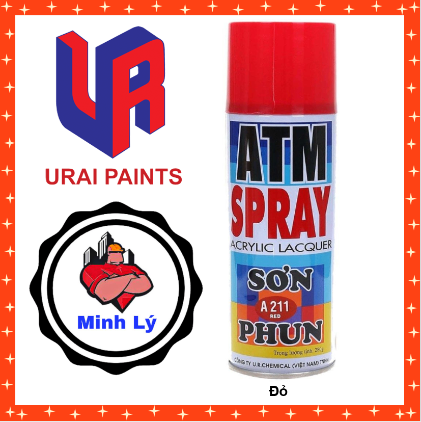 Sơn Phun Màu Đỏ A211 ATM Spray Cao Cấp (400ml/chai)