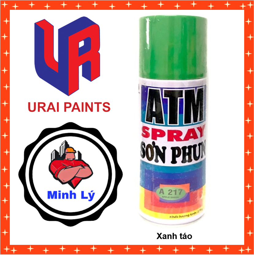 Sơn Phun Màu Xanh Táo A217 ATM Spray Cao Cấp (400ml/chai)