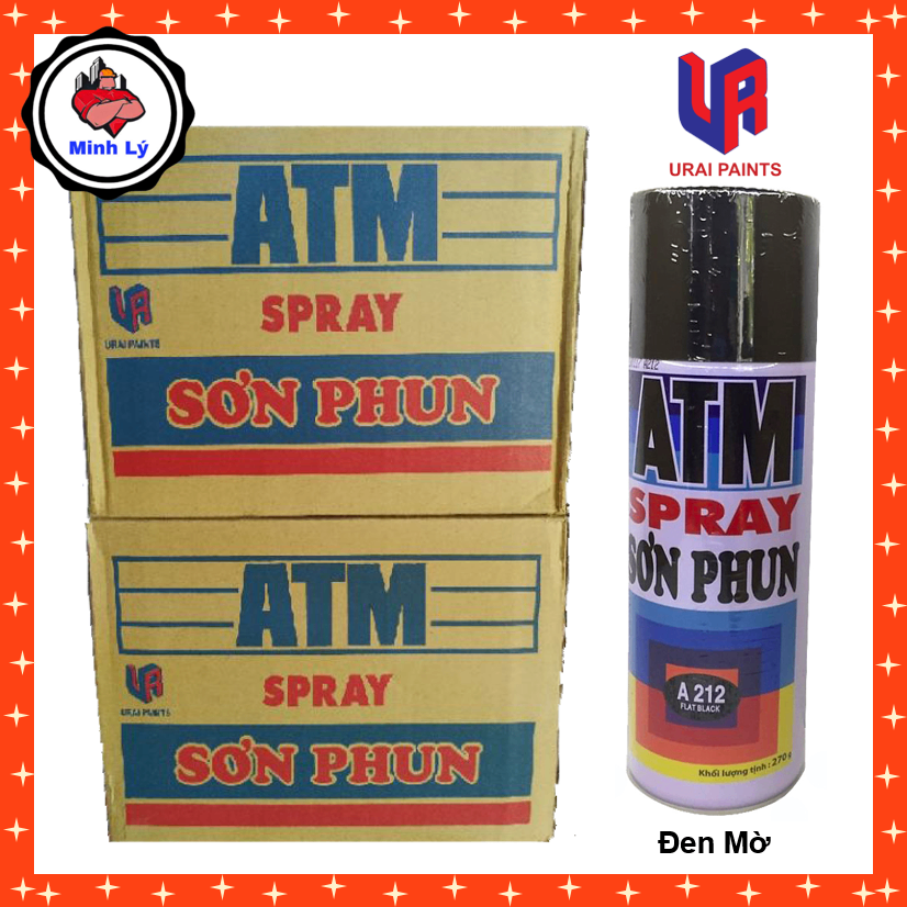 Sơn Phun Đen Mờ A212 Đen Nhám Sơn Xịt ATM Spray (400ml/chai)