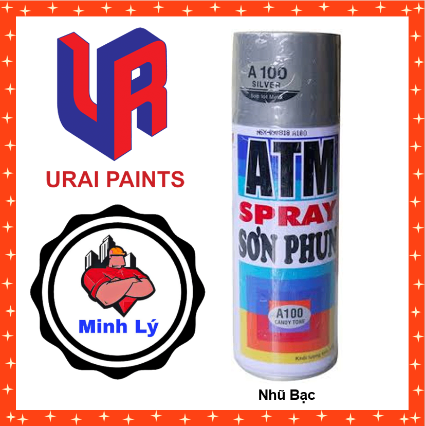 Sơn Phun Nhũ Bạc A100 Sơn Xịt ATM Spray Cao Cấp (400ml/chai)