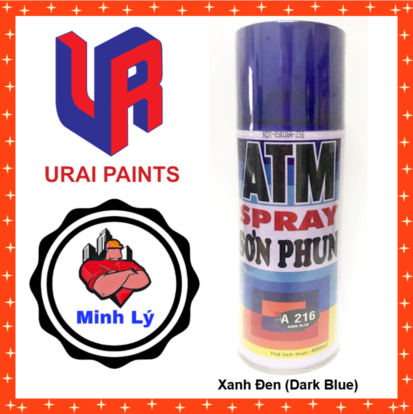 Sơn Phun Xanh Đen A216 Dark Blue ATM Spray Cao Cấp (400ml/chai)