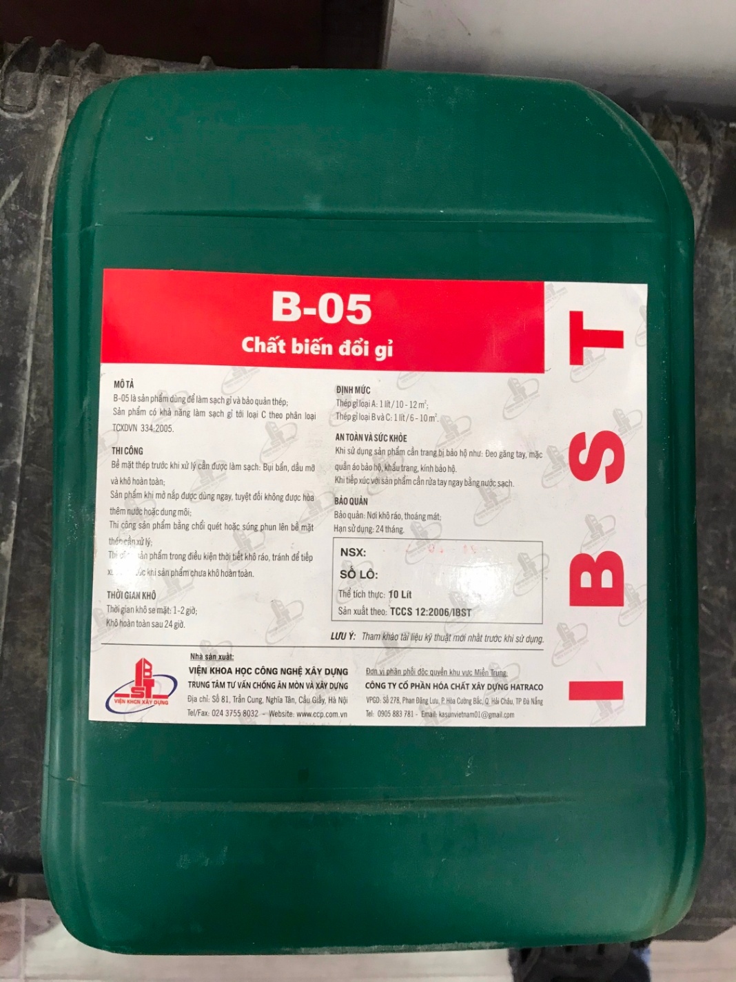 Can 10 Lít Chất Tẩy Gỉ B05 Tẩy Rỉ Hóa Chất Biến Đổi Gỉ Sắt Thép B-05 (BO5)