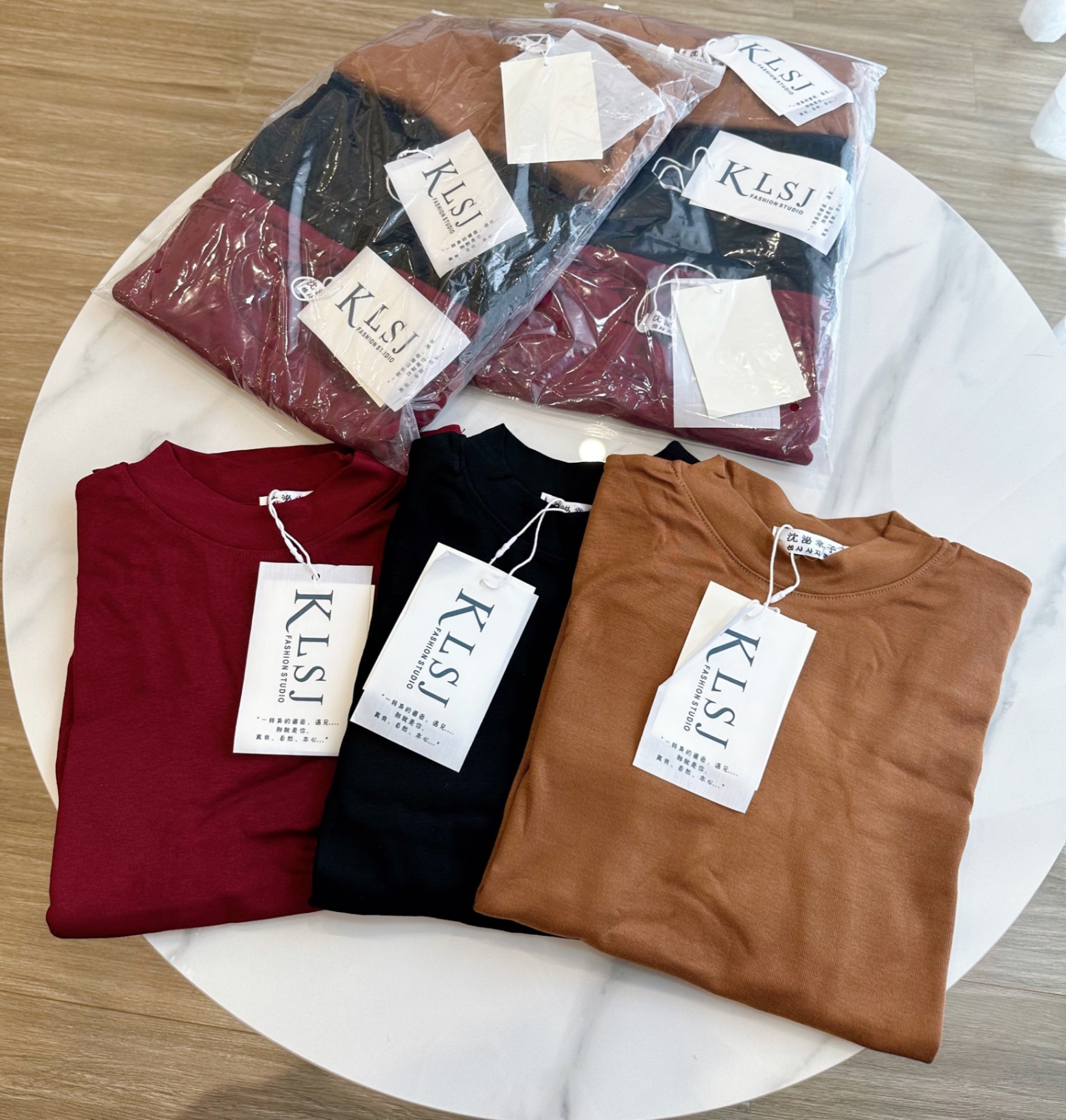 SET 3 ÁO PHÔNG CỎ TRÒN TRƠN (đỏ đen nâu)