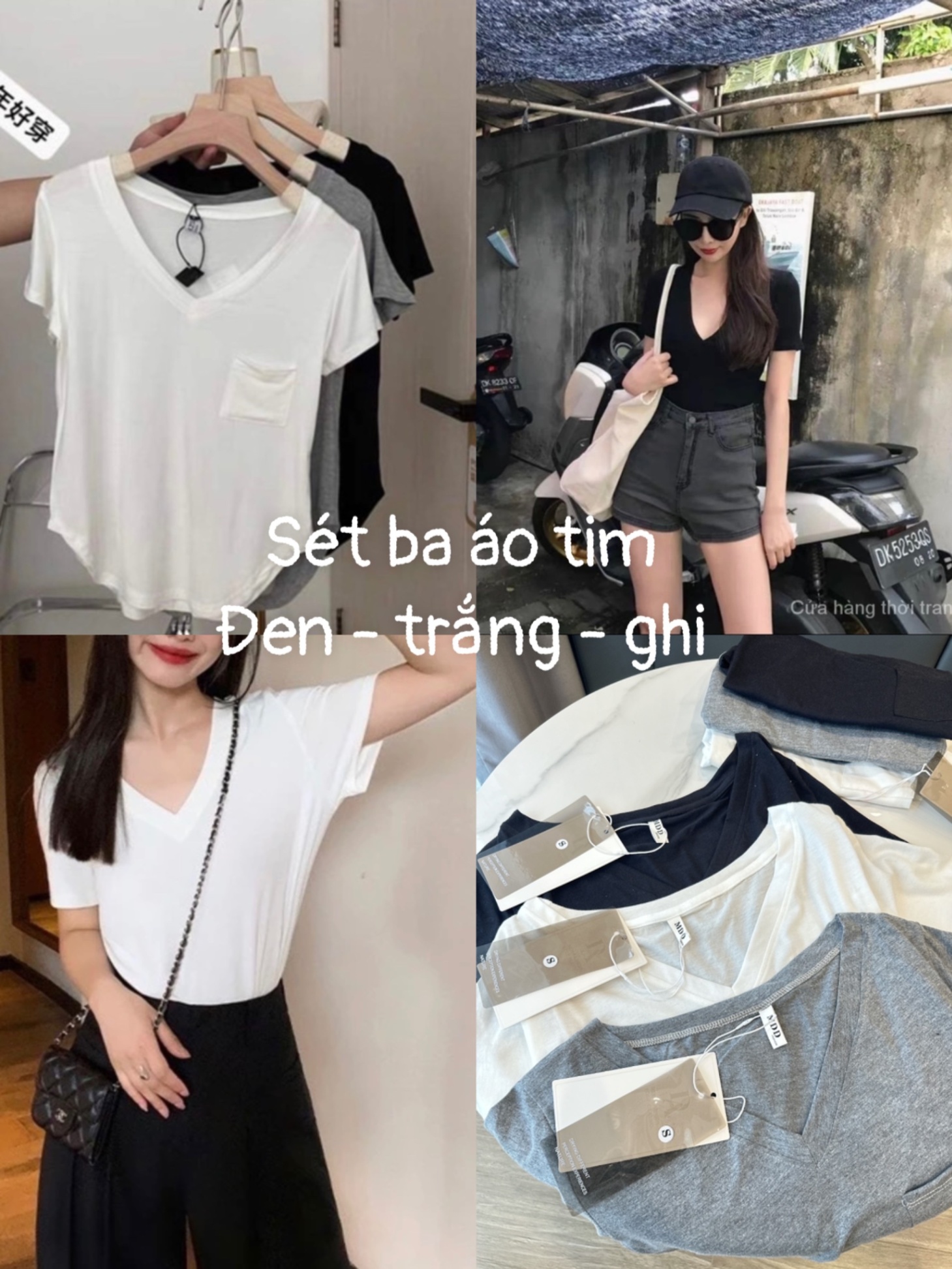 SET 3 ÁO CỔ TIM TRƠN CHO NỮ