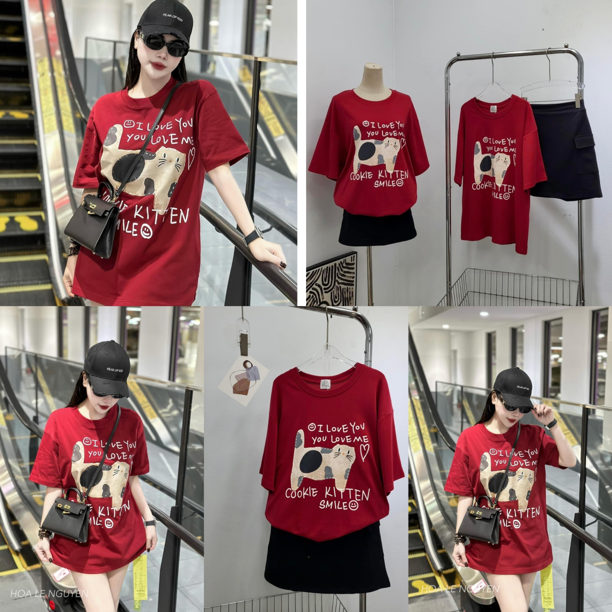 SET MÈO ĐỎ MIX CHÂN VÁY ĐEN