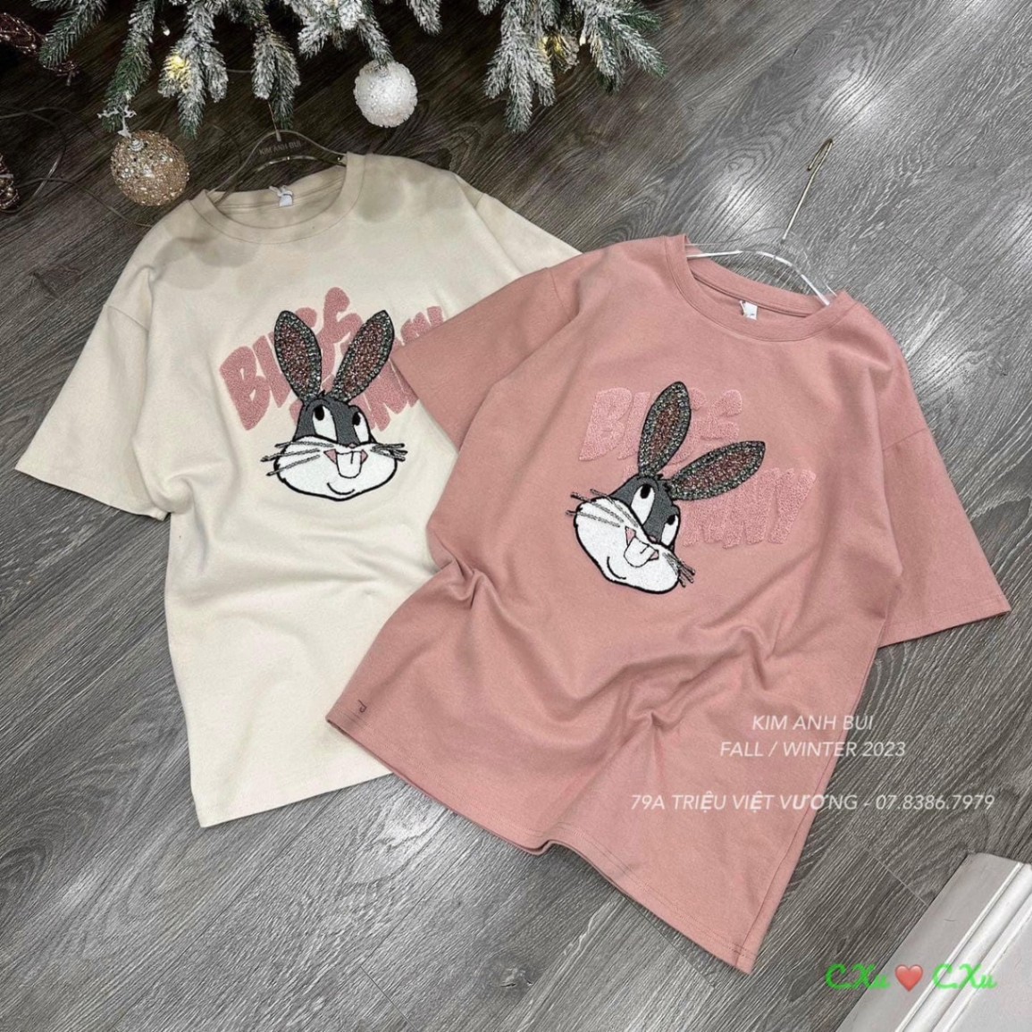 ÁO PHÔNG THỎ 2 MÀU BE/ HỒNG