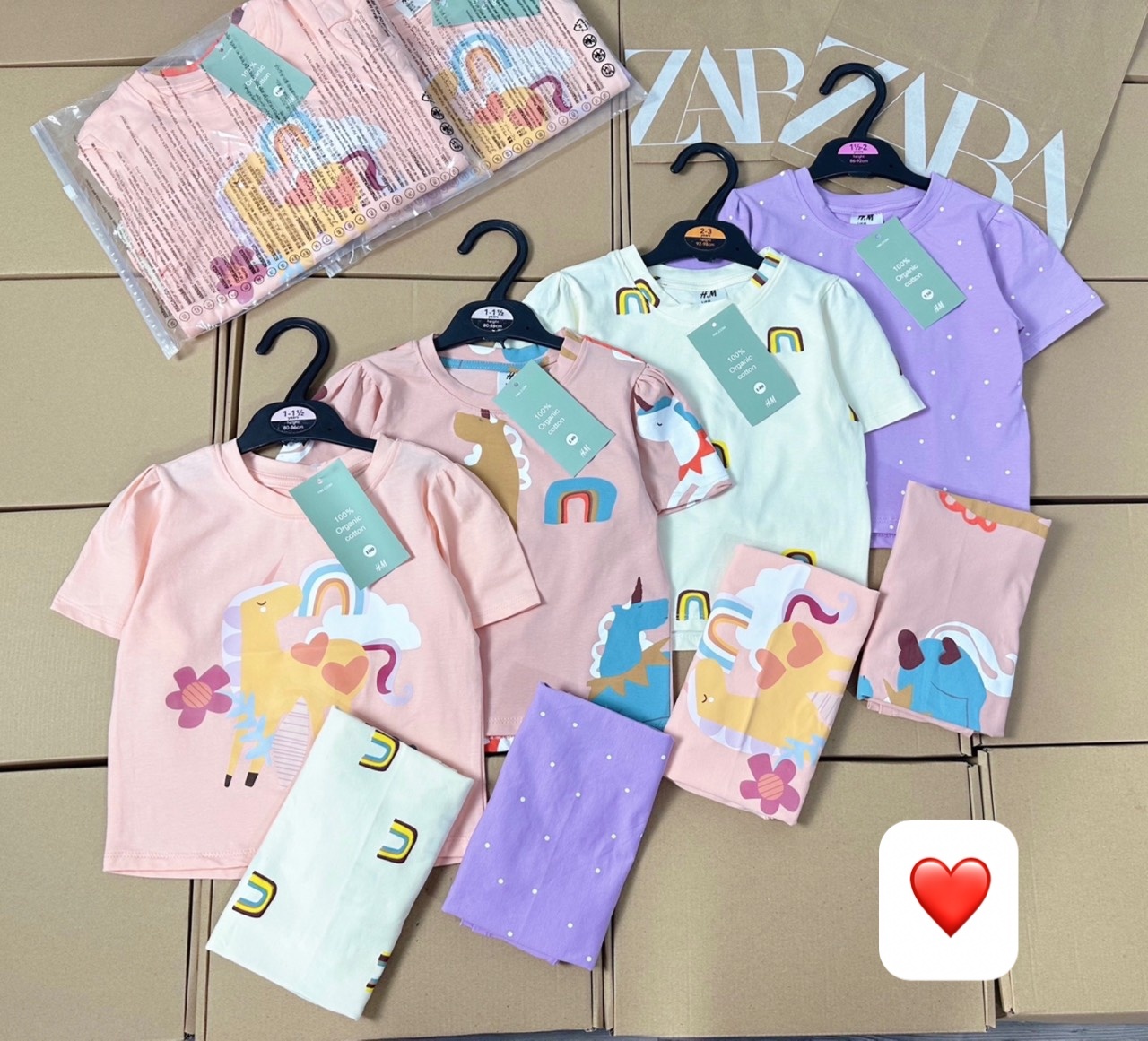 SET 4 ÁO COTTON HỌA TIẾT HM
