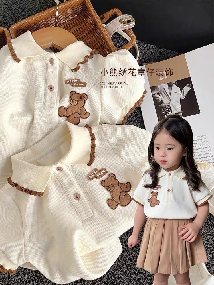 SET CHÂN VÁY KAKI ÁO GẤU BE CHO BÉ GÁI