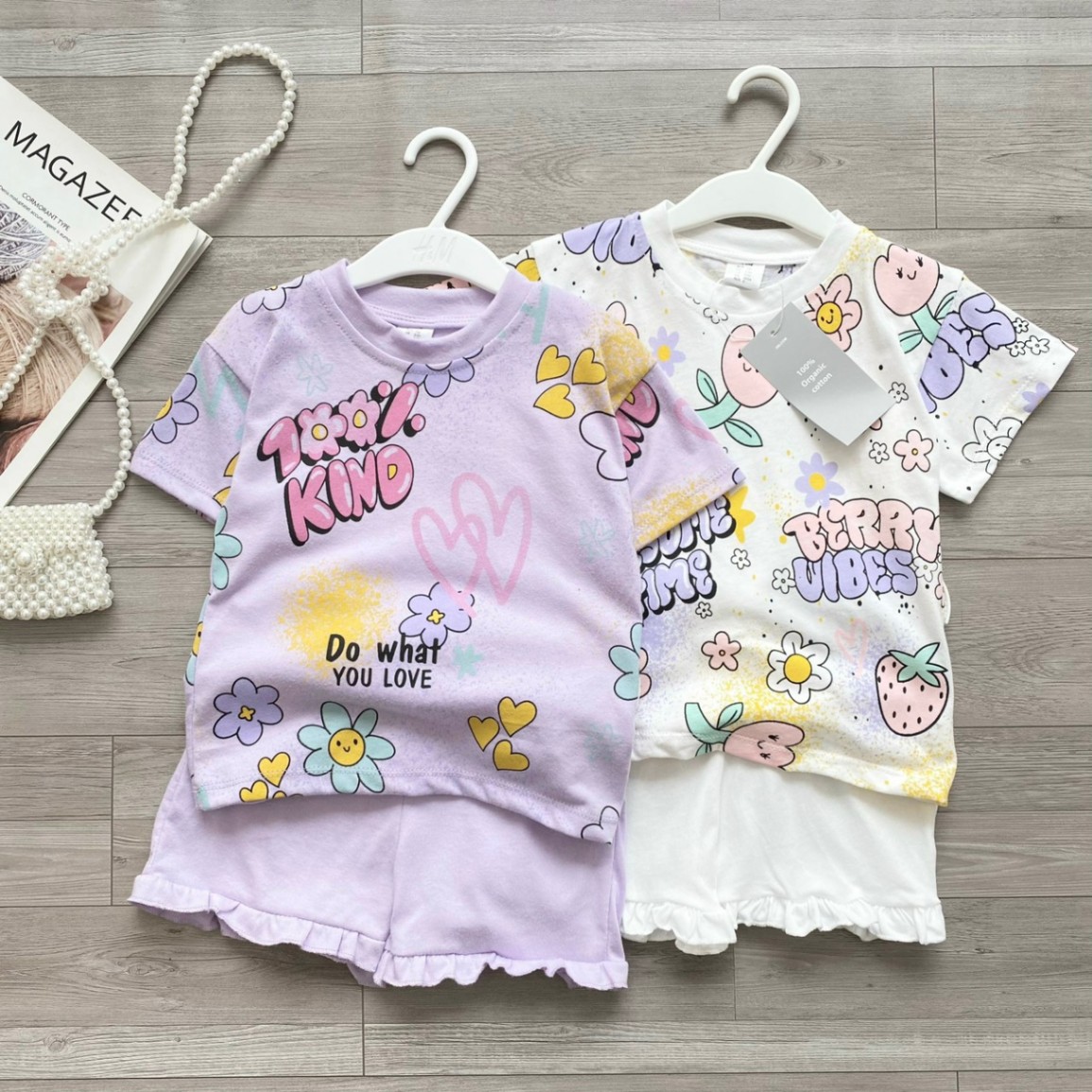 SET 2 HOA TÍM/TRẮNG CHO BÉ GÁI