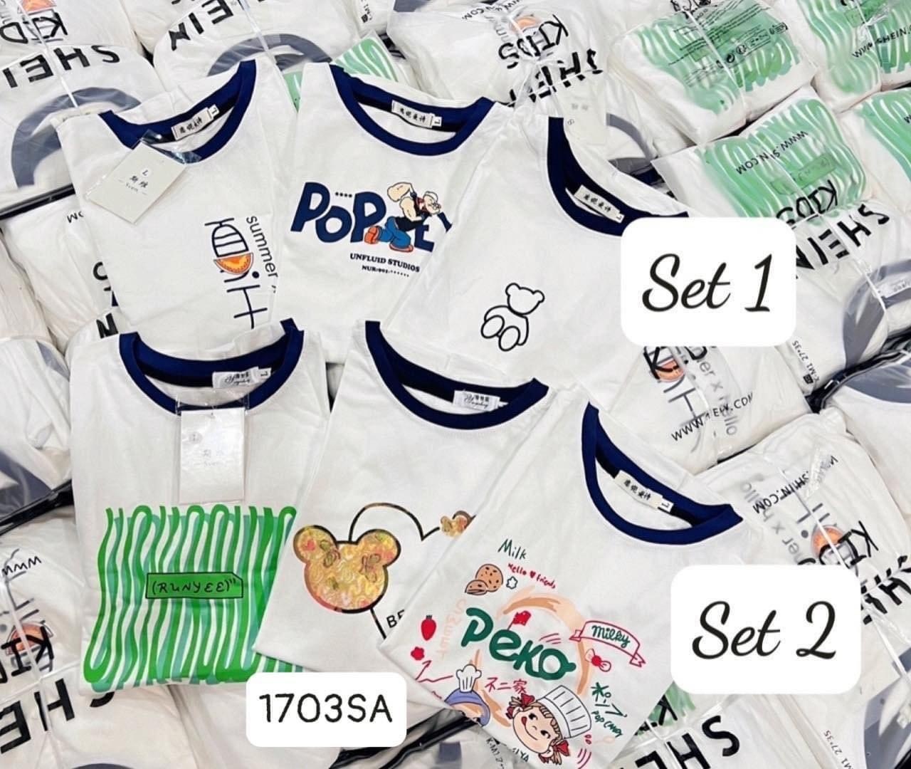SET 3 ÁO PHÔNG VIỀN XANH HỌA TIẾT CHO NỮ