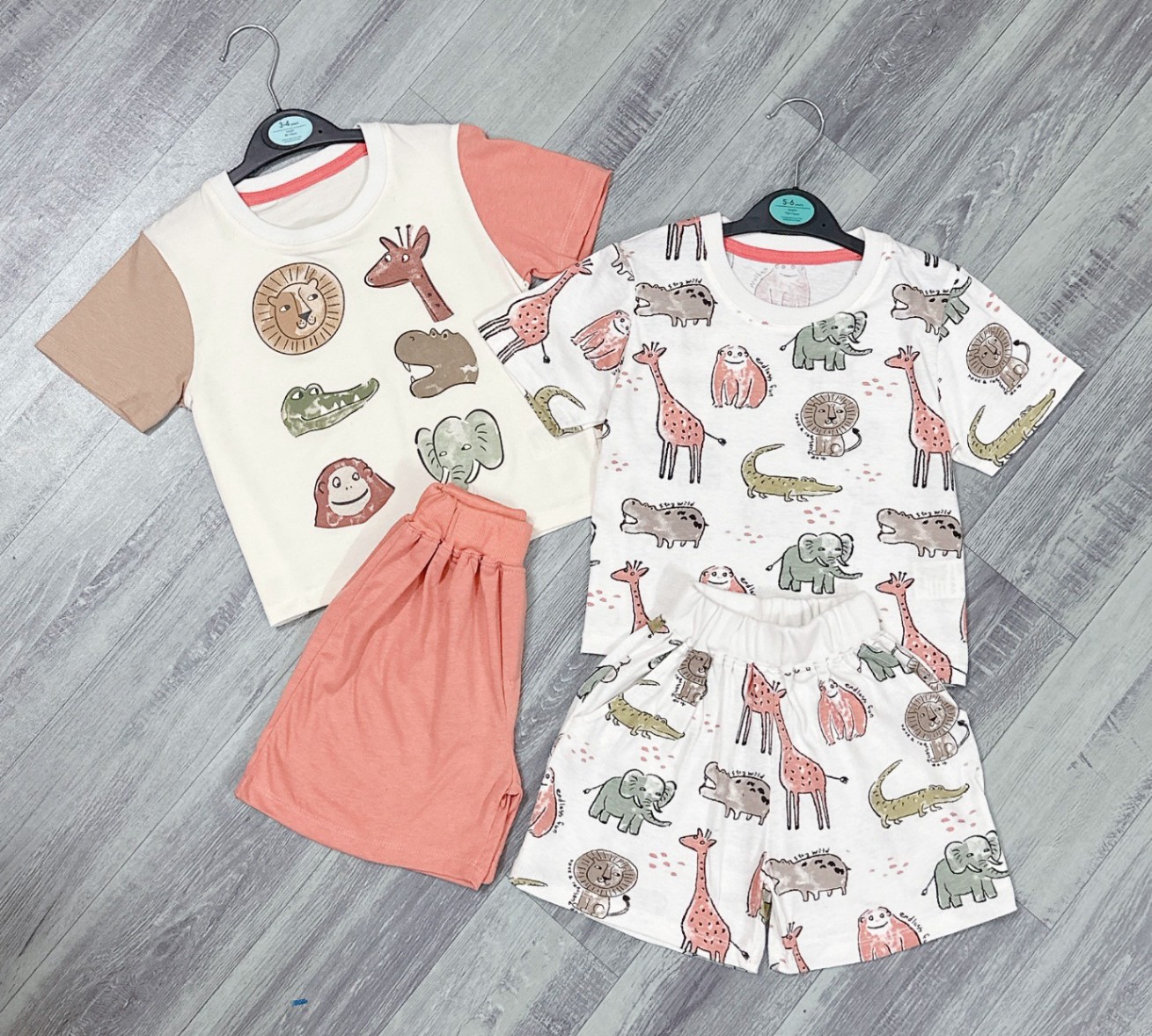 Combo 2 bộ cotton cam hình động vật trẻ em VNXK